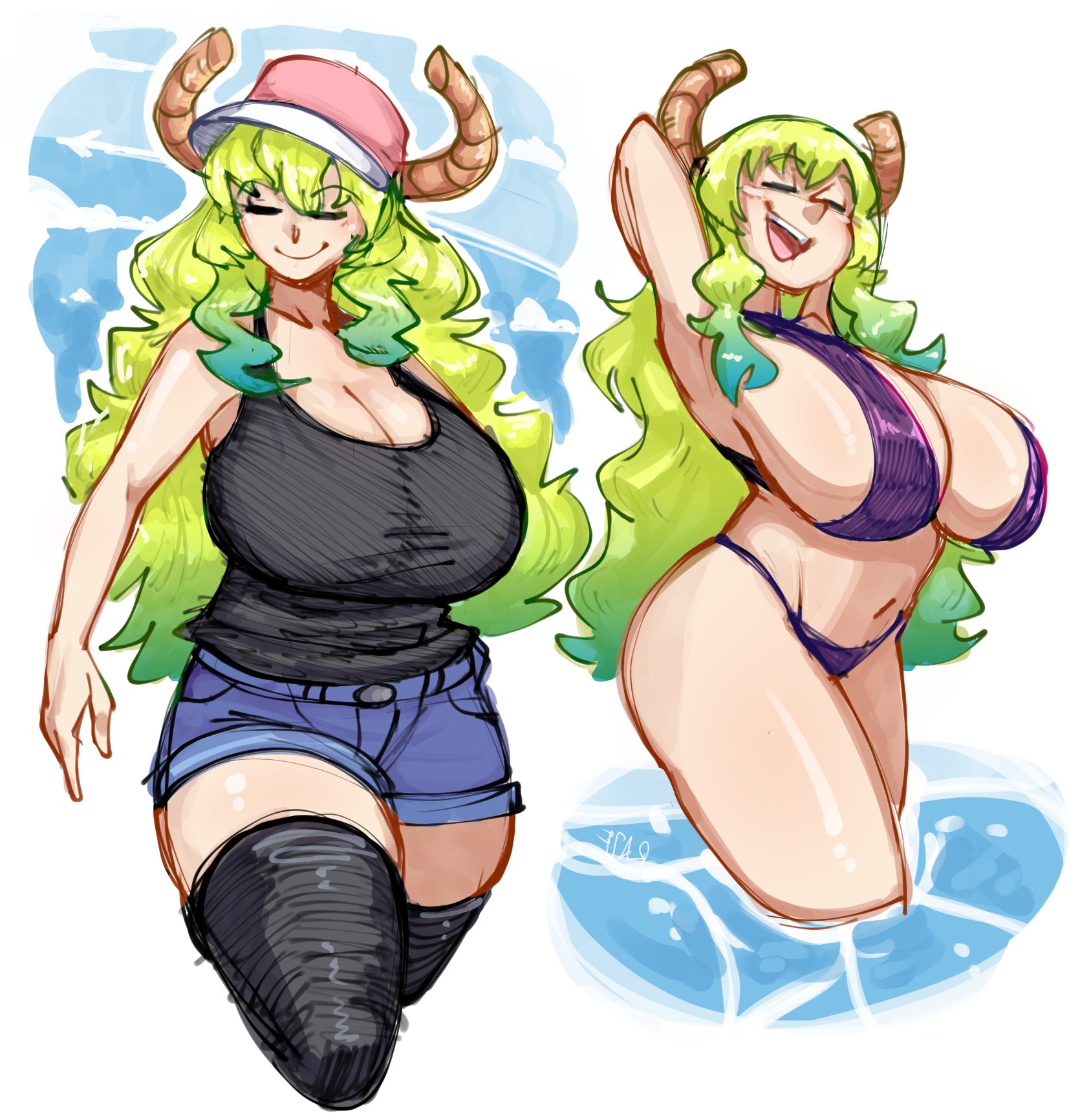 art ratf, big breasts, breasts, female, kobayashi-san chi no maidragon, quetzalcoatl (dragon maid), tagme