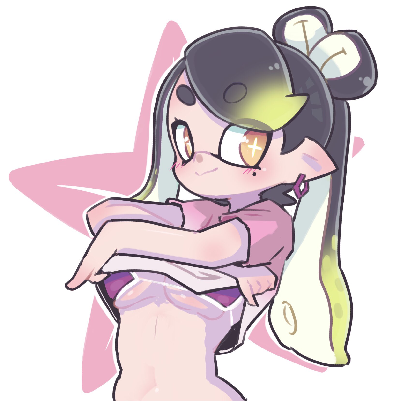 1girls, big breasts, bra, breasts, callie (alterna), callie (splatoon), female, lifting shirt, solo, solo female, splatoon, splatoon 3, straight hair, tagme, whichdoll