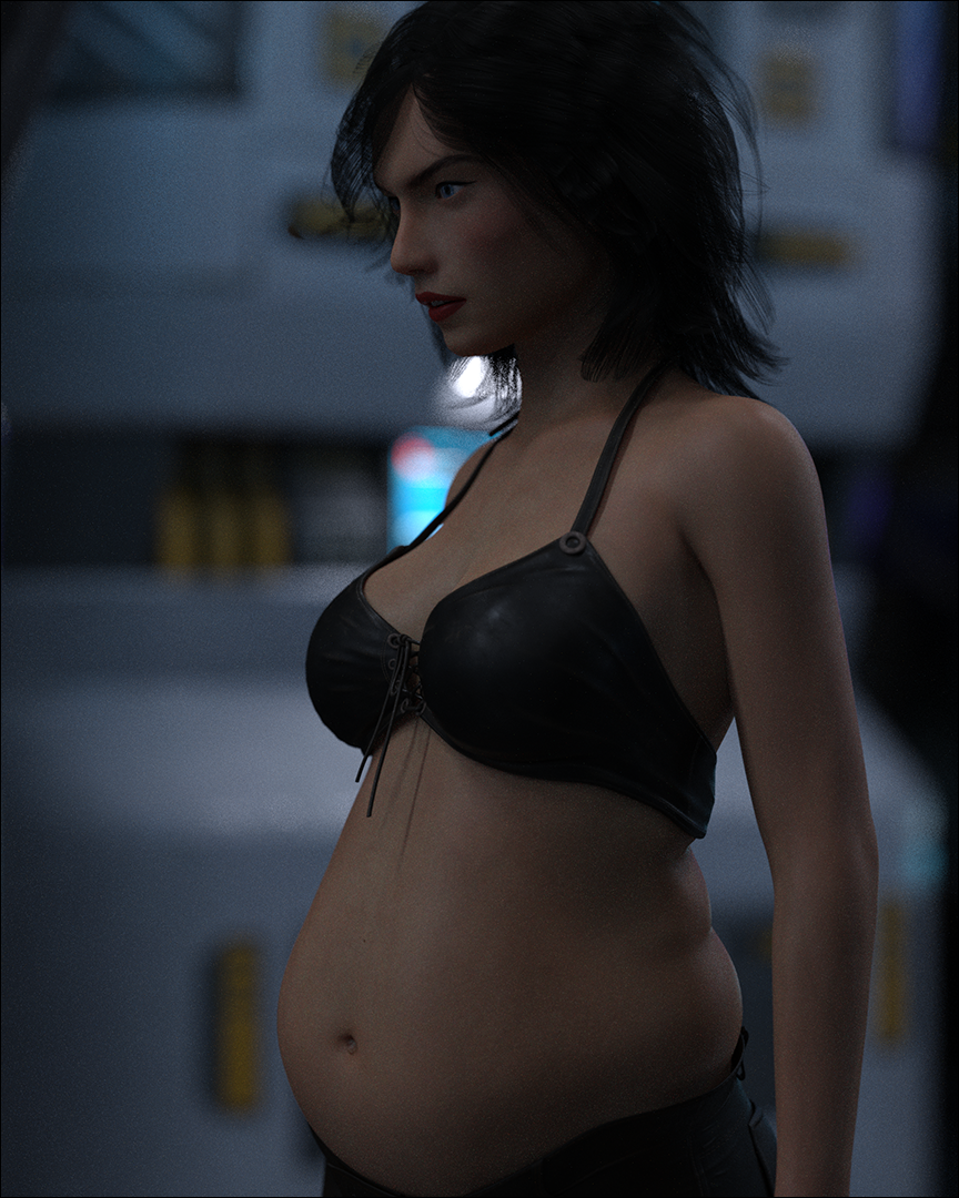 1girls 3d belly big_belly big_breasts black_hair bra breasts female jt-sexylexi men_in_black men_in_black_ii serleena_(men_in_black)