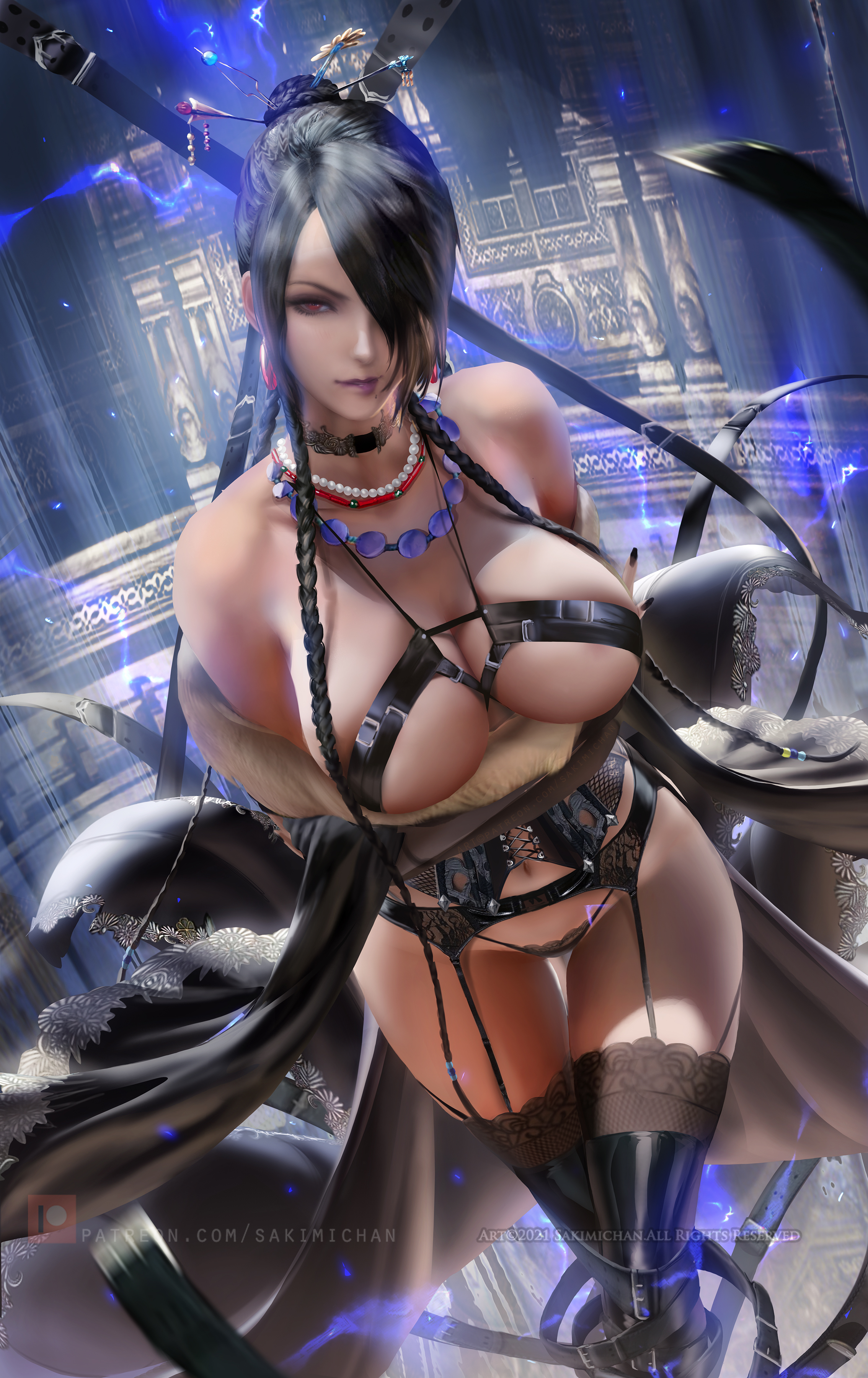 big breasts, breasts, female, final fantasy, final fantasy x, hourglass figure, lulu (final fantasy), sakimichan