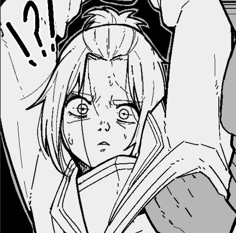 1girls, attack on titan, black and white, breast grab, breasts, confused look, female, flat chested, gabi braun, mark gavatino, school uniform, shingeki no kyojin, younger female