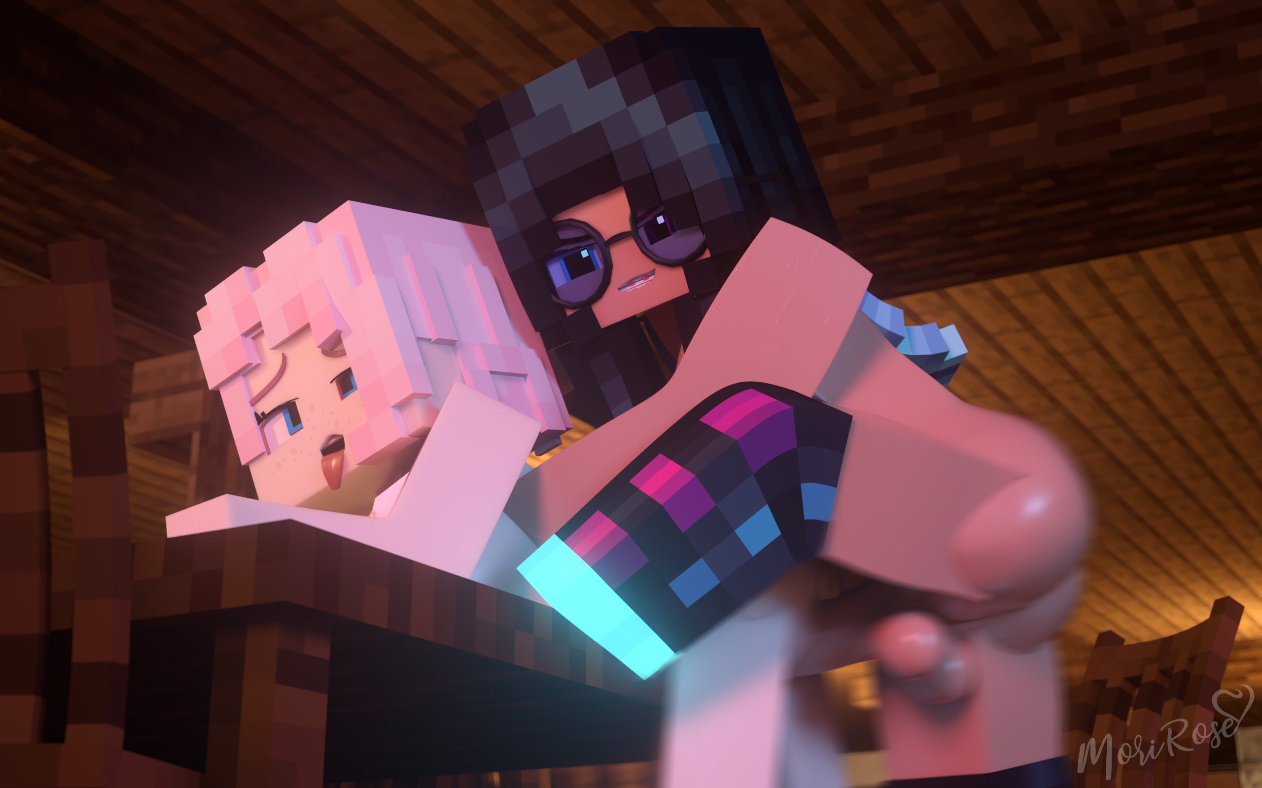 1futa, 2girls, 3d, adult, ahe gao, bisexual, bisexual female, blue eyes, breasts, commission, dickgirl, doggy style, domination, female, from behind, futa on female, futa/female, futanari, glasses, horny, horny female, human, humanoid, intersex, looking at partner, mine-imator, minecraft, mori rose (morirosemc), morirosemc, multicolored eyes, nude, nude female, open mouth, outside, pink hair, pussy, sex, smiley face, stockings, table sex, tagme, tongue, tongue out, vaginal penetration, vampire girl, zoey (zoeyistoosmall)