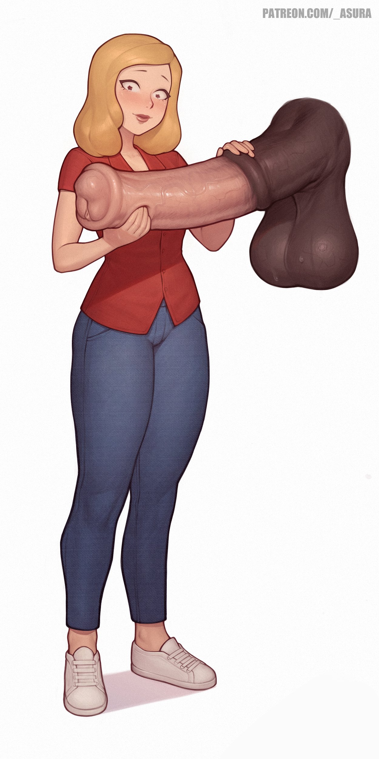 1girls, asura (artist), bestiality, beth smith, big penis, blush, clothed, disembodied penis, female, holding penis, horse, horse penis, horsecock, huge cock, male, medial ring, milf, penis, rick and morty, tagme, zoophilia