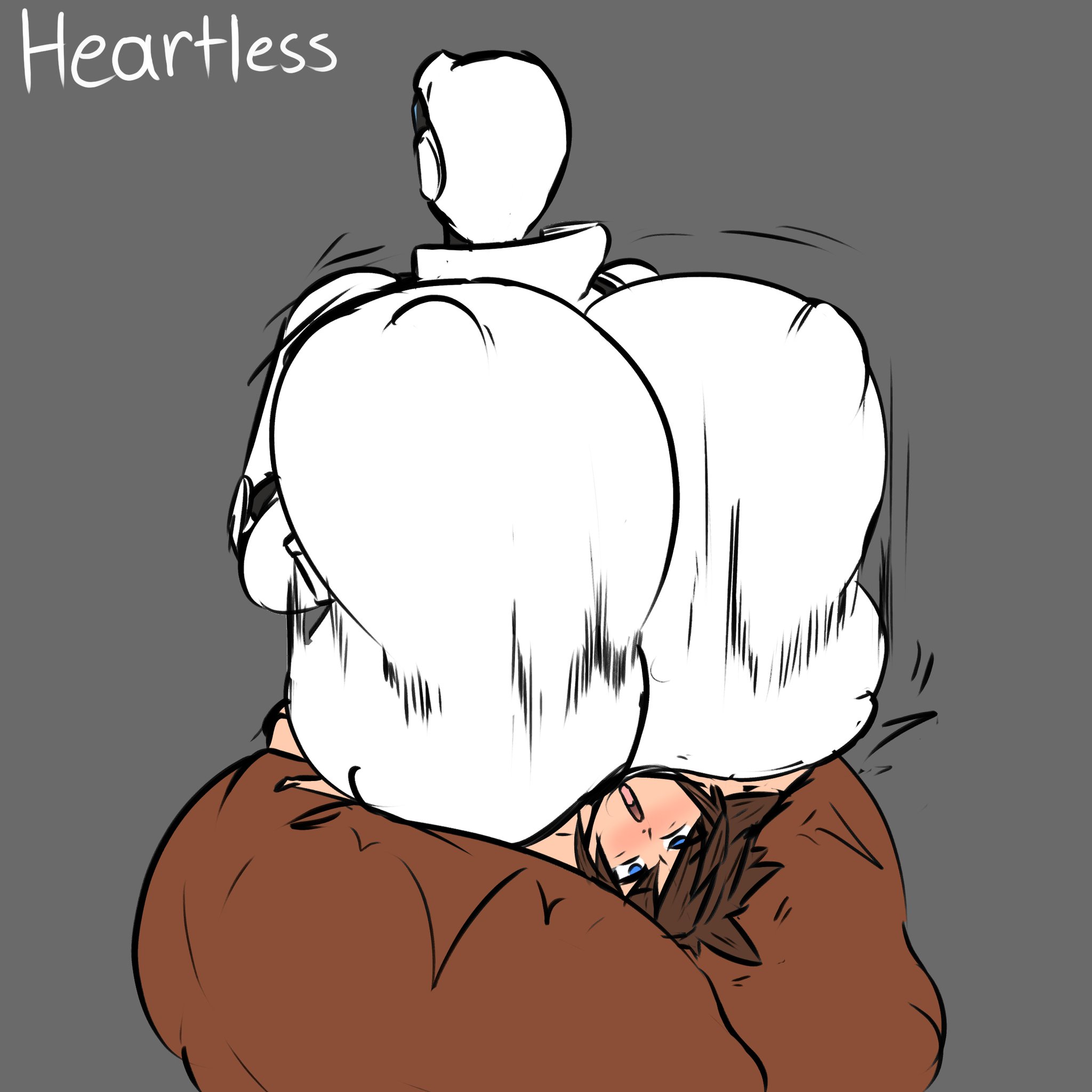 breasts, dark skin, dark-skinned female, female, femdom, gigantic breasts, gokusenpai, haydee, haydee (game), huge breasts, huge thighs, kingdom hearts, lap pillow, male, male/female, paizuri, paizuri rape, paizuri under clothes, reverse rape, robot, sitting on lap, size difference, smaller male, sora, sora (kingdom hearts), titjob, wide hips