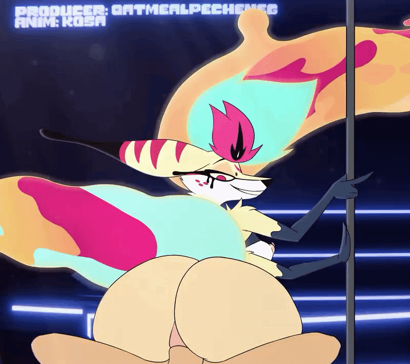 2d, 2d animation, anal, anal insertion, anal sex, animated, artist name, artist signature, big ass, cheating, cheating girlfriend, deadly sins, female, female on male, furry, furry female, hellaverse, hellaverse x human male, helluva boss, huge ass, human, human male, kosa, male, male human/female anthro, male on female, multiple artists, oatmealpecheneg, penis, pole, queen bee-lzebub (helluva boss), reverse cowgirl position, wet penis