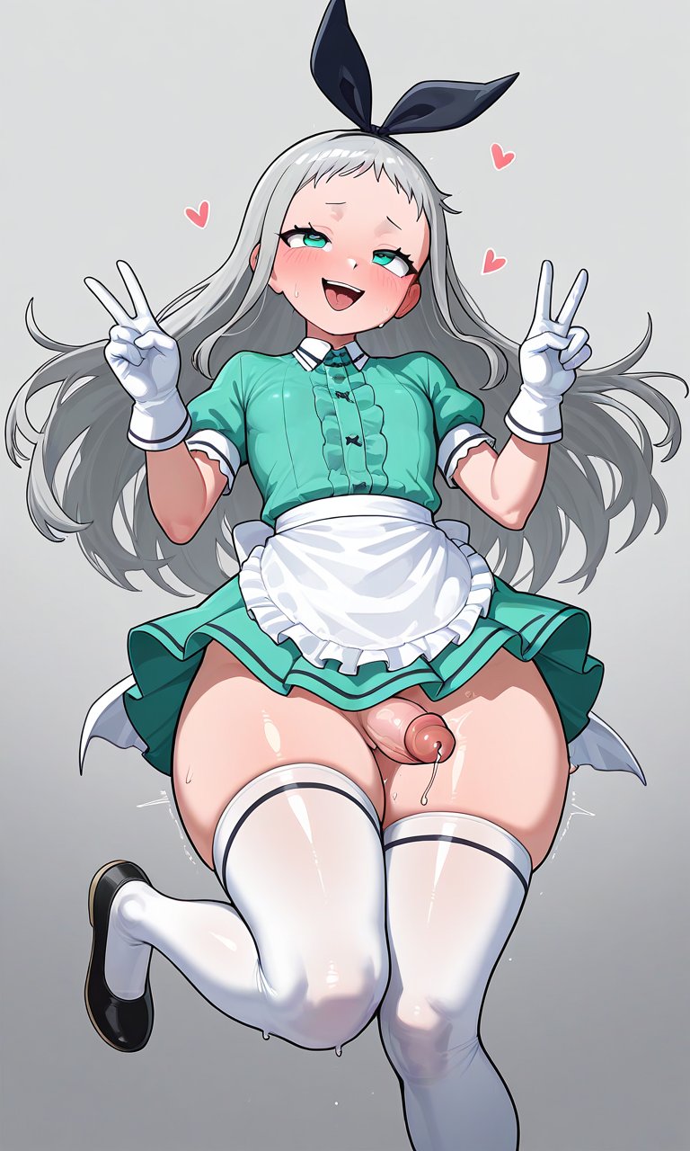 1boy, ai generated, femboy, maid uniform, male, penis
