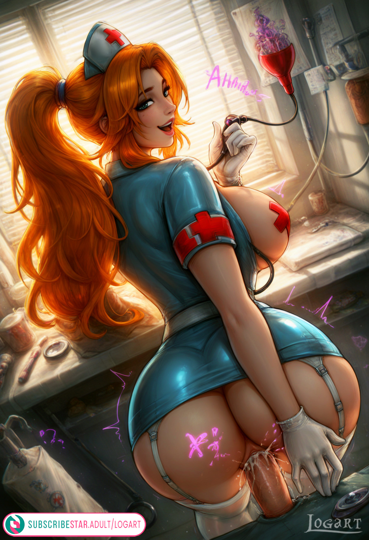 1girls, absurdres, ai generated, artist name, ass, ass focus, attractive, big ass, big breasts, bleach, bleach: the thousand-year blood war, breasts, cartoony, cleavage, commentary request, cosplay, costume, curvy, detailed, exposed, exposed breasts, female, female focus, gloves, high quality, highres, hourglass figure, huge ass, huge breasts, large breasts, latex, latex clothing, leak, leaked, light-skinned female, line art, logart, male, matsumoto rangiku, naked, naked female, nipples, nude, nudity, nurse, nurse clothing, nurse outfit, nurse uniform, orange hair, pasties, penis, pony diffusion xl, seductive, sensitive, solo, stable diffusion, stockings, subscribestar, tagme, thick, thick thighs, thighs, watermark, web address