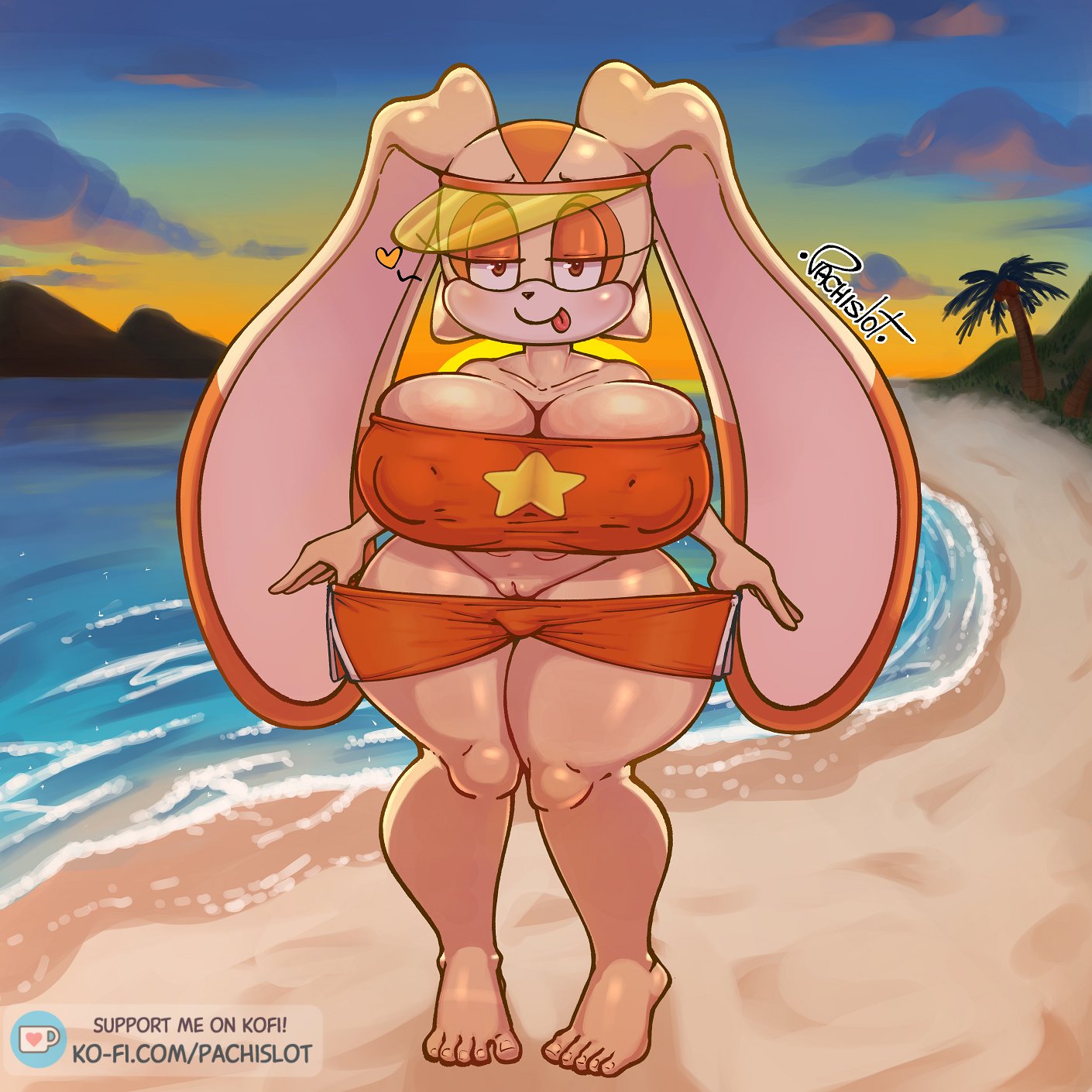 1girls, aged up, anthro, barefoot, beach, big ass, big breasts, big ears, blush, blushing, breasts, clothed, cream the rabbit, curvy, female, flirting, heart, huge breasts, nipple bulge, no panties, pachislot, presenting pussy, pussy, pussy peek, rabbit, rabbit ears, seductive, shorts, sonic (series), sticking out tongue, sunset, tagme, thick thighs, tongue out