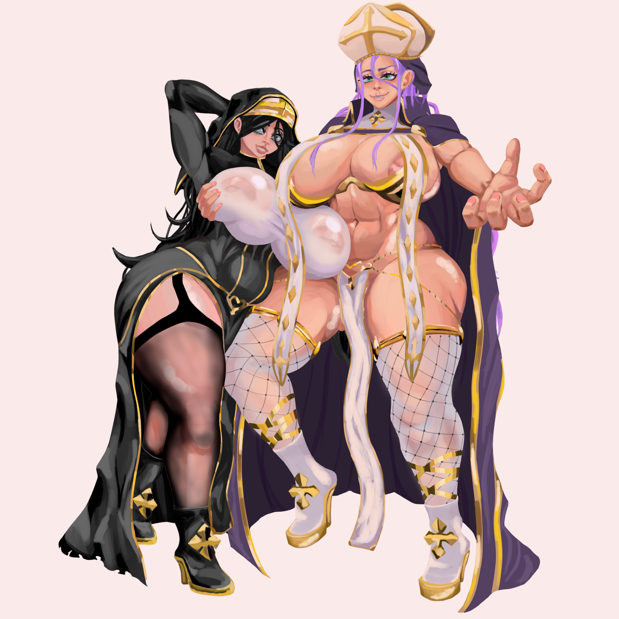 2020s, 2025, 2girls, anal, anus, areola, areolae, ass, belly, belly button, big areola, big ass, big breasts, big butt, big nipples, big thighs, bimbofication, black hair, blue eyes, breasts, bubble ass, bubble butt, chris ena, cleavage, clothing, curvaceous, curvaceous female, curvaceous figure, curvy body, curvy female, curvy figure, exposed pussy, exposed torso, fat, fat ass, fat butt, female, female focus, female only, genitals, hopgigone, horny, horny female, hourglass figure, huge ass, huge breasts, huge butt, huge nipples, large breasts, legs, light skin, light-skinned female, lips, looking, looking at viewen, milf, naked, naked female, nipples, nude, nude female, nun, pussy, reincarnation coliseum, self upload, shiny skin, stomach, sweat, sweatdrop, tensei colosseum, thick ass, thick legs, thick thighs, thighs, vagina, wide hips, wide thighs, wydguapo, zayd