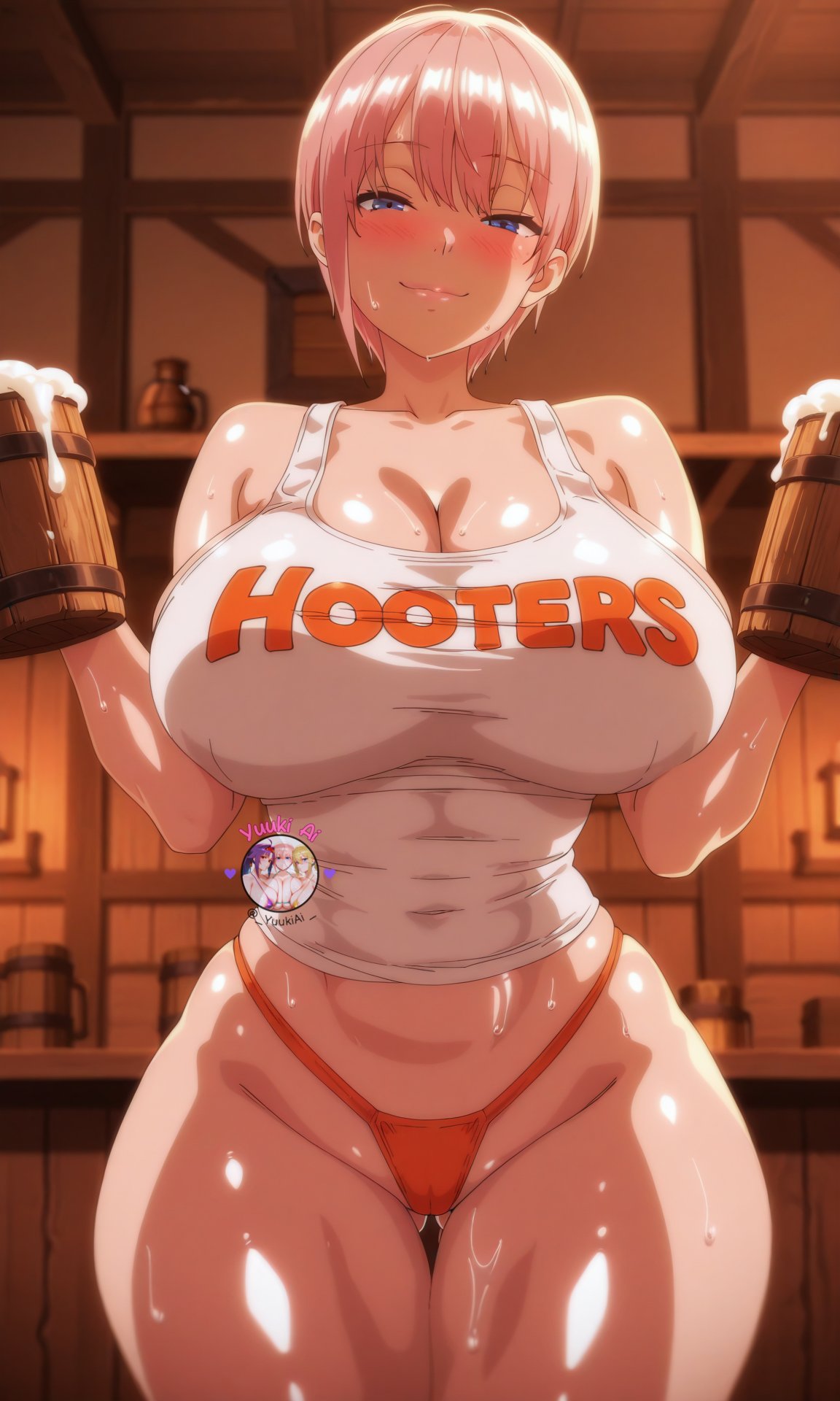 1girls, ai generated, female, female only, go-toubun no hanayome, hooters, nakano ichika, solo, solo female, tagme, voluptuous, voluptuous female, yuukiai
