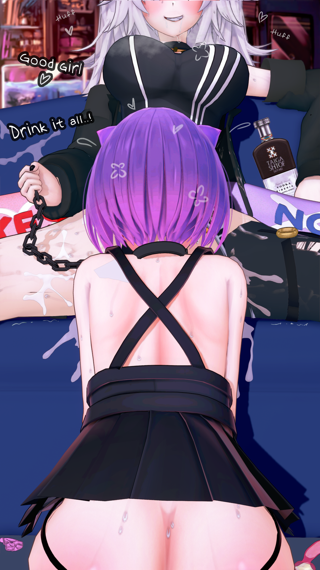 1futa, 1girls, 3d, alcohol, animal ears, arcadia, ass, big ass, blonde hair, bottomless, breasts, cat ears, chains, clothed, clothing, collar, condom, cum, cum drip, duo, faceless, faceless character, faceless futa, fellatio, female, futa on female, futadom, futanari, heart, hololive, huge ass, huge breasts, implied fellatio, implied futa, implied oral, intersex, koikatsu, large ass, large breasts, light skin, light-skinned female, light-skinned futa, on sofa, oral, oral sex, pet play, pillow, sex, shishiro botan, short hair, sideboob, skirt, small breasts, smile, smug grin, sofa, tagme, text, tokoyami towa, virtual youtuber, vodka, voluptuous, white hair, yes pillow