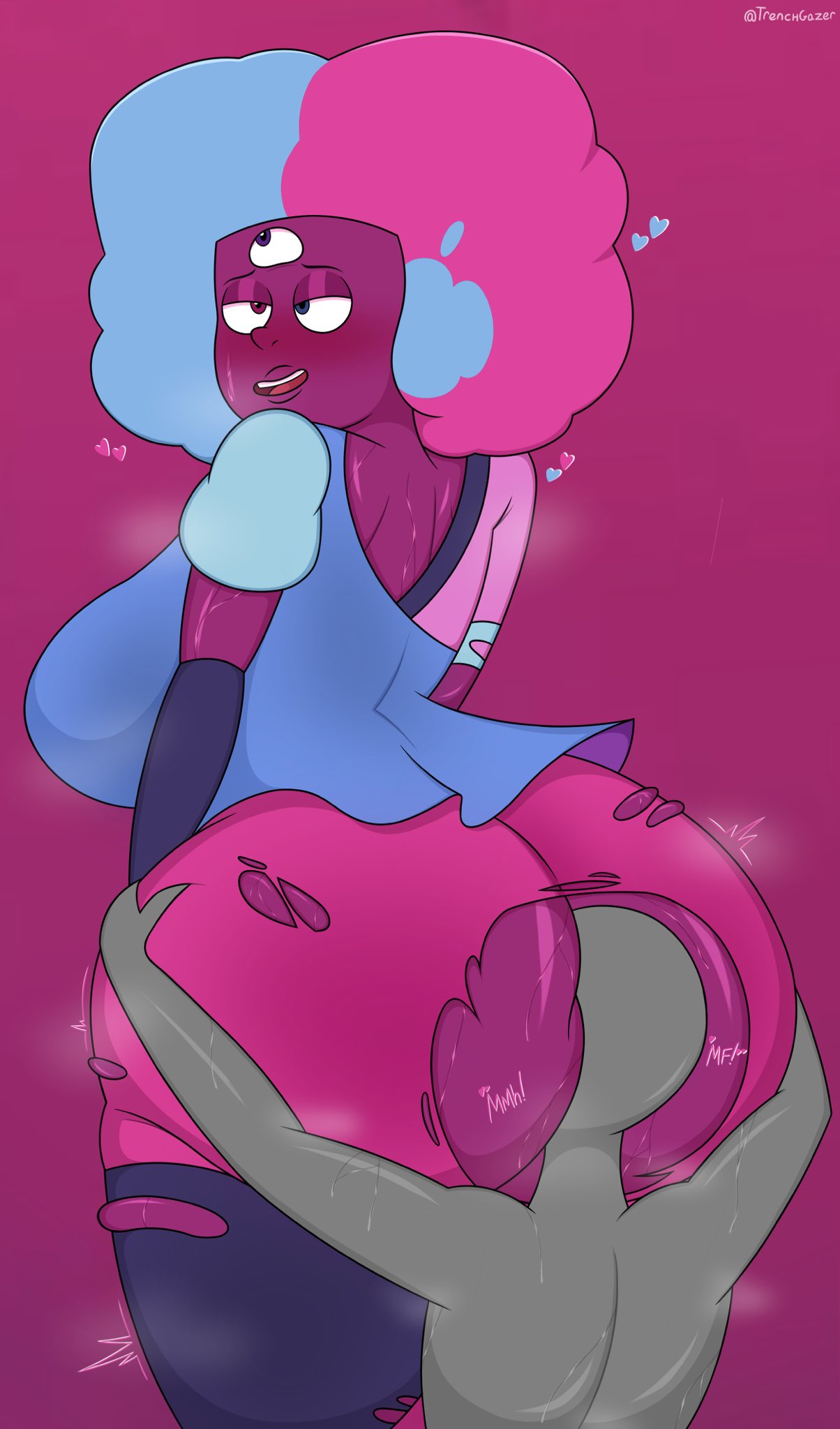 1girls, anon, ass, big ass, big breasts, big butt, breasts, cartoon network, clothed, clothing, colored hair, face in ass, female, garnet (steven universe), huge ass, huge breasts, pleasure face, ripped clothing, steven universe, thick thighs, trenchgazer, voluptuous, wide hips