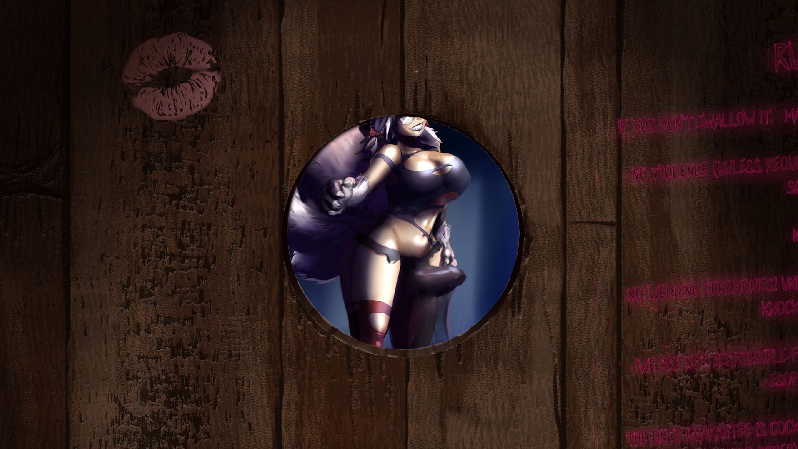 1futa, animal ears, animal genitalia, big breasts, big penis, breasts, clothed, clothing, erection, erection under clothes, female, futa only, futanari, glory hole, humanoid, intersex, knot, knotted penis, majalis, monster girl, partially clothed, penis, pov, solo, standing, taker pov, tales of androgyny, wereslut (tales of androgyny), werewolf, wolf girl