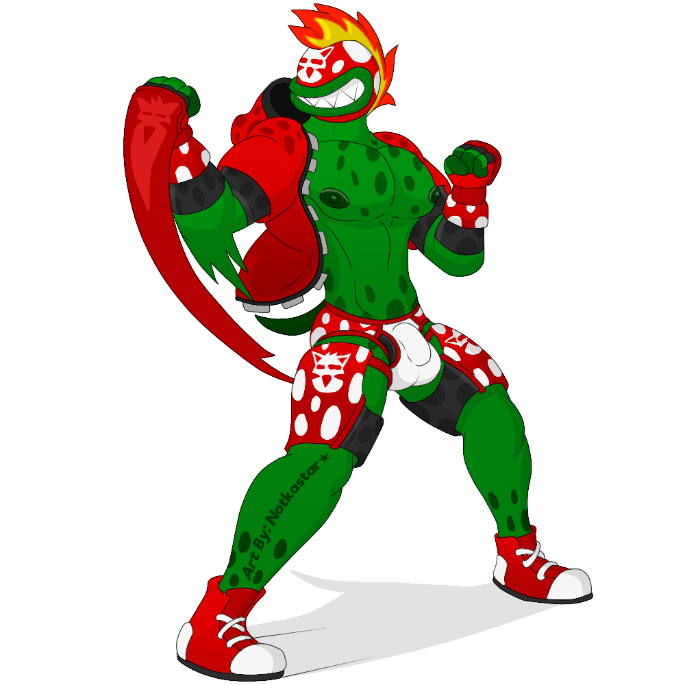 anthro balls big_lips_no_eyes boxing briefs bulge chaps clothing elemental_creature flora_fauna footwear genitals gloves hair handwear hood jacket male mario_(series) muscular nintendo nipples notkastar pecs penis petals petey_piranha piranha_plant plant plantie punch shoes sneakers solo sport spots super_mario_sunshine topwear underwear video_games zatch_(notkastar)