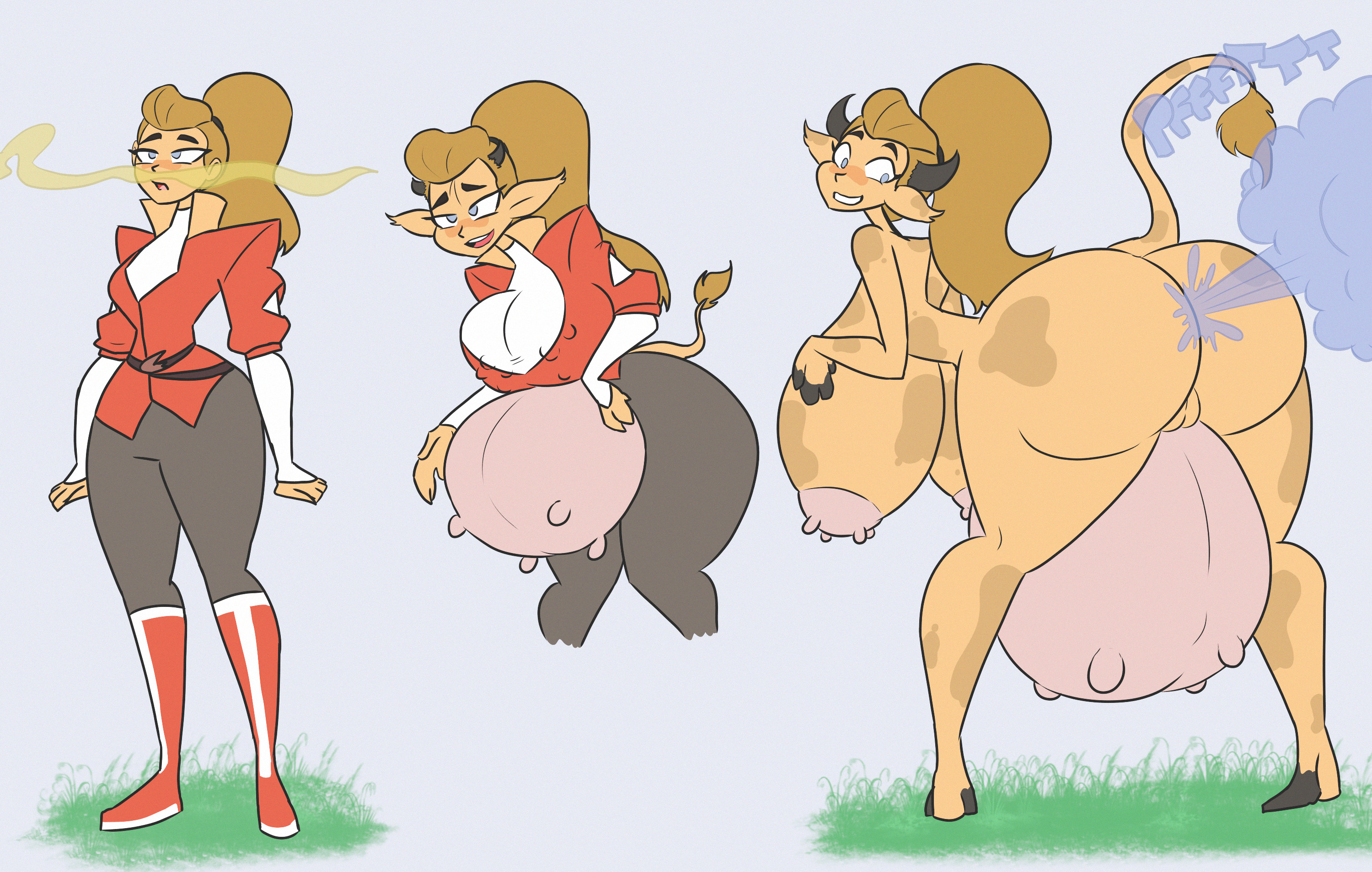 1girls, 2020s, 2021, adora, animal transformation, ass, ass bigger than head, ass expansion, big ass, big breasts, big udders, blonde female, blonde hair, blonde tail, boots, bovine, breast expansion, breast growth, breast growth (enlargement), breast udders, breasts, breasts bigger than head, clothing, contagious, cow ears, cow girl, cow horns, cow tail, cow transformation, da-fuze, expansion, fart, female, female focus, female only, grass, grey pants, happy, hi res, hooves, hourglass figure, huge ass, huge breasts, huge udders, hyper ass, hyper breasts, jacket, large ass, large breasts, light skin, light-skinned female, looking back, nude, nude female, open mouth, pants, ponytail, red boots, red jacket, she-ra and the princesses of power, shirt, smile, solo, solo female, sound effects, tail, thick thighs, thin waist, transformation, transformation sequence, udders, wasp waist, white shirt