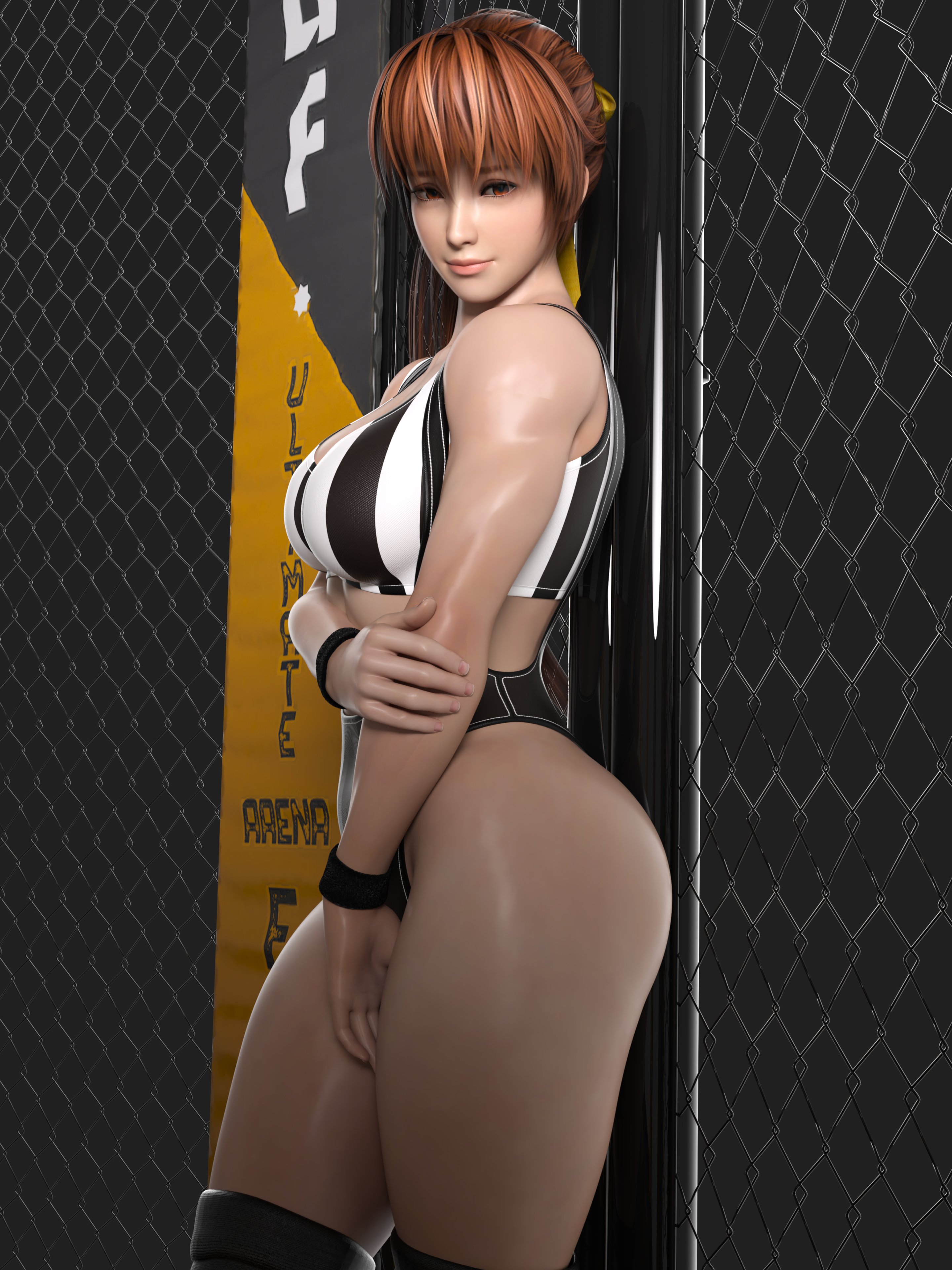 1girls, 3d, ass, big ass, big breasts, breasts, dead or alive, female, gcb, kasumi (doa), kneehighs, referee, thick thighs