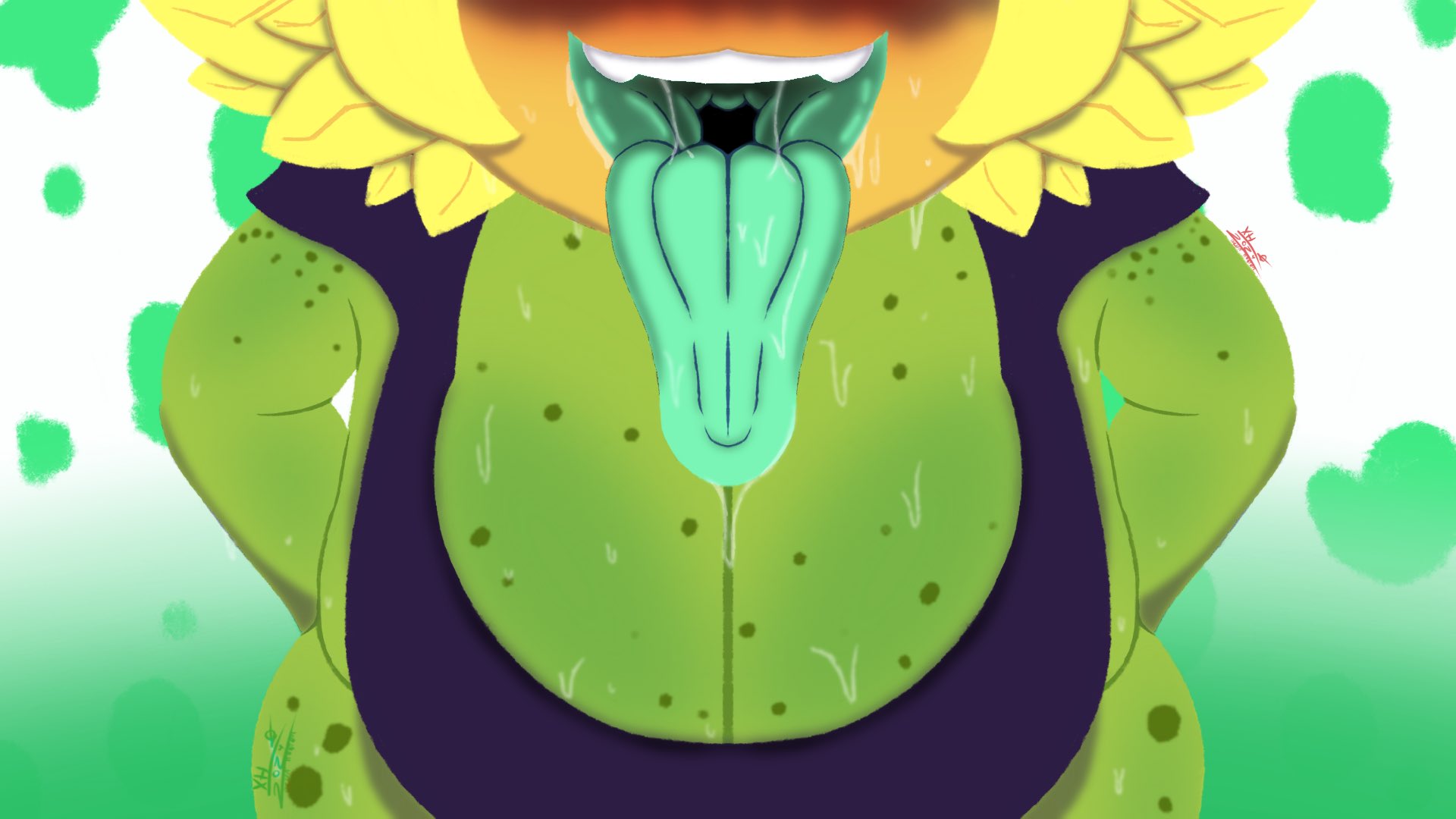 anthro, anthrofied, ass, belly, belly bulge, breasts, digestion, doomhunterhx, female, female pred, flora fauna, hyper, plant, plant girl, plant humanoid, plantie, plants vs zombies, plants vs. zombies, popcap games, pov, pred, solar flare (pvz), sunflower (pvz), vore, vore belly