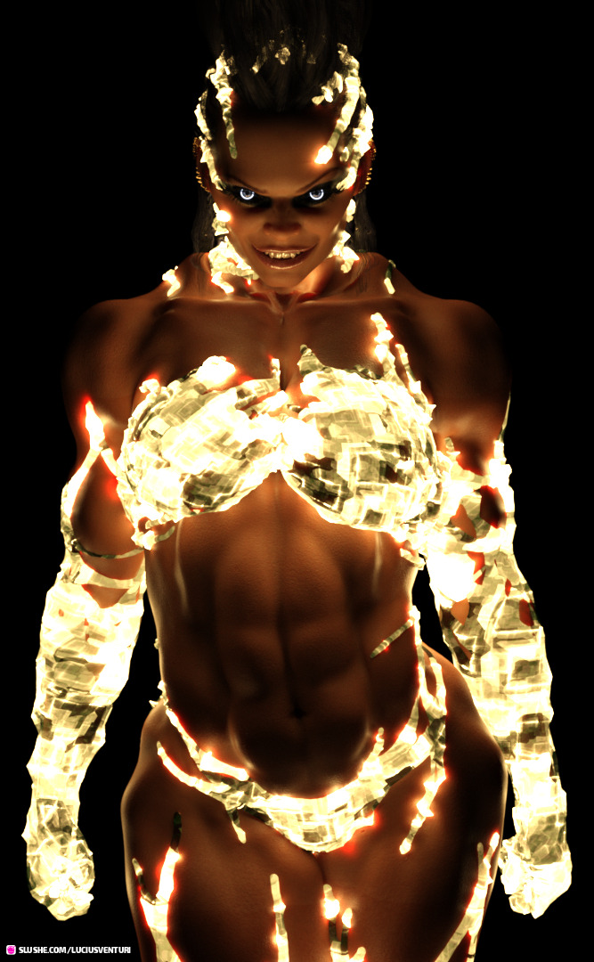 1girls 2021 3d abs cybernetics dark-skinned_female dark_skin female female_only front_view glowing holographic_clothes luciusventuri muscular muscular_female sci-fi science_fiction slushe_(website) solo solo_female standing tagme