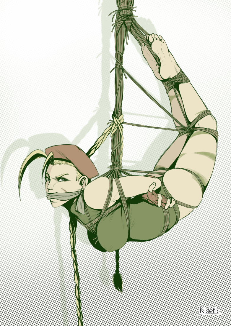 1girls, blonde female, bondage, cammy white, female, female only, gag, gagged, kidetic, kusujinn, rope bondage, solo, street fighter