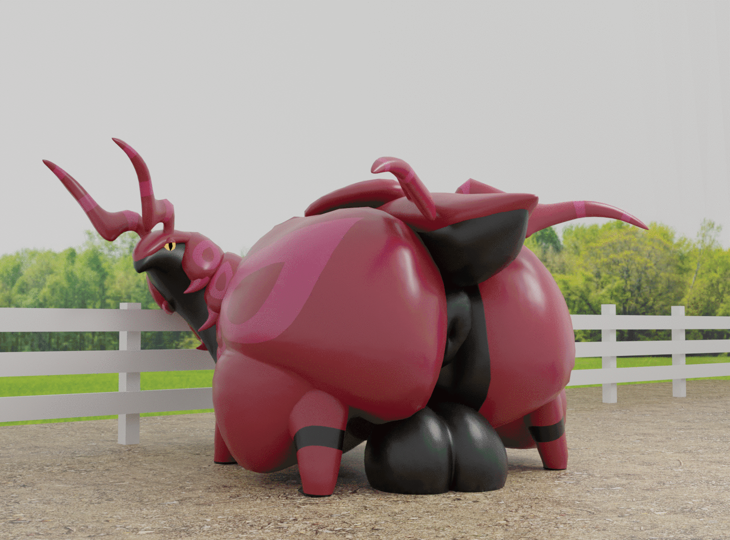 all fours, animated, anus, ass, balls, big ass, big balls, big butt, big penis, bouncing ass, bouncing balls, bouncing butt, bubble ass, bubble butt, day, farm, fence, feral, genitals, huge ass, huge butt, jiggling butt, looking at viewer, looking back, male, male only, nintendo, outside, penis, pokémon (species), pokemon, pokemon (species), pokemon only, puffy anus, scolipede, setrixart, shaking ass, shaking butt, solo, solo focus, video games