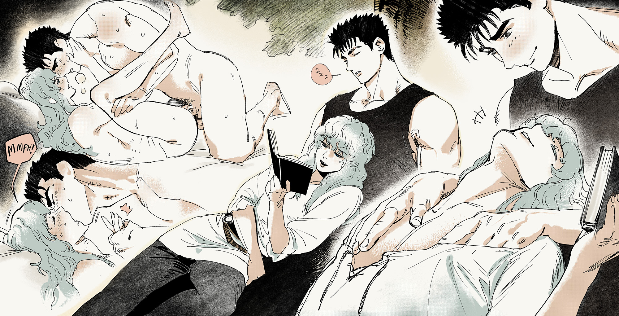 2026, 2boys, barefoot, berserk, big dom small sub, black hair, blush, completely naked, completely naked male, completely nude, feet, femboy, femboy penetrated, gay, gay male, gay sex, griffith, griffith (berserk), guts, guts (berserk), happy, intense sex, kbmon, kiss, kissing, light skin, light-skinned male, long hair, looking at another, looking at partner, male on femboy, male only, male penetrated, male penetrating, male penetrating femboy, male penetrating male, male/femboy, masculine male, mating press, missionary, missionary position, moan, moaning, muscular, muscular male, naked, naked male, nude, nude male, pale skin, pale-skinned male, penetration, romantic, romantic sex, rough sex, short hair, size difference, smile, terribleaunt, twink, white hair, yaoi