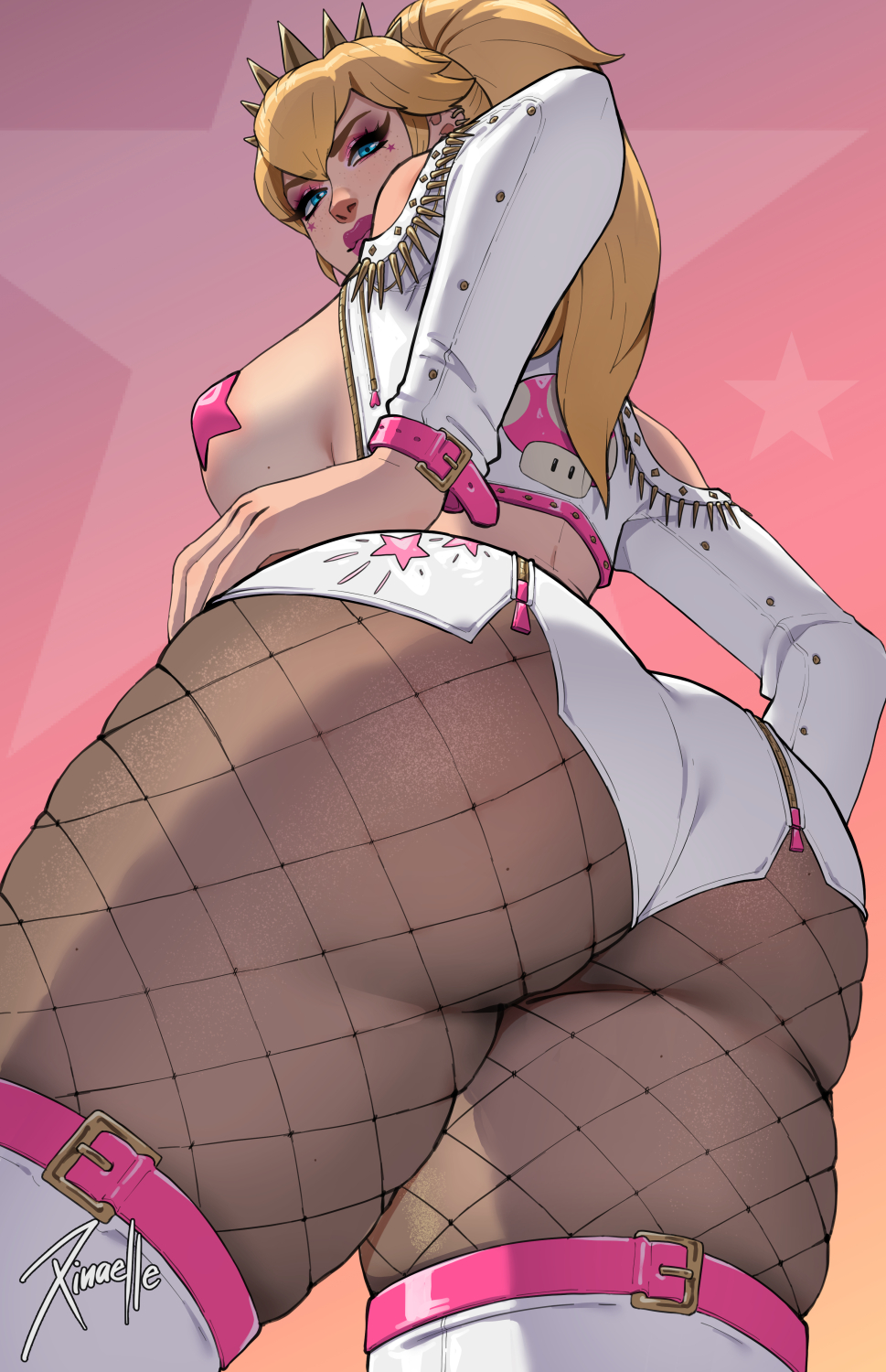 ass, ass bigger than head, big ass, big breasts, big thighs, breasts, breasts bigger than head, breasts out, bubble ass, bubble butt, busty, busty female, covered nipples, curvy, curvy body, curvy female, curvy figure, curvy hips, enormous breasts, fat ass, fishnet, fishnet legwear, fishnet stockings, fishnets, hourglass figure, hourglass figured female, huge ass, huge breasts, huge butt, huge thighs, mario (series), massive ass, massive thighs, nintendo, pasties, presenting, presenting ass, presenting hindquarters, princess peach, star pasties, super mario bros., thick ass, thick legs, thick thighs, thighs, thunder thighs, thunderthighs, tits, tits bigger than head, tits out, wide hips, wide thighs, xinaelle