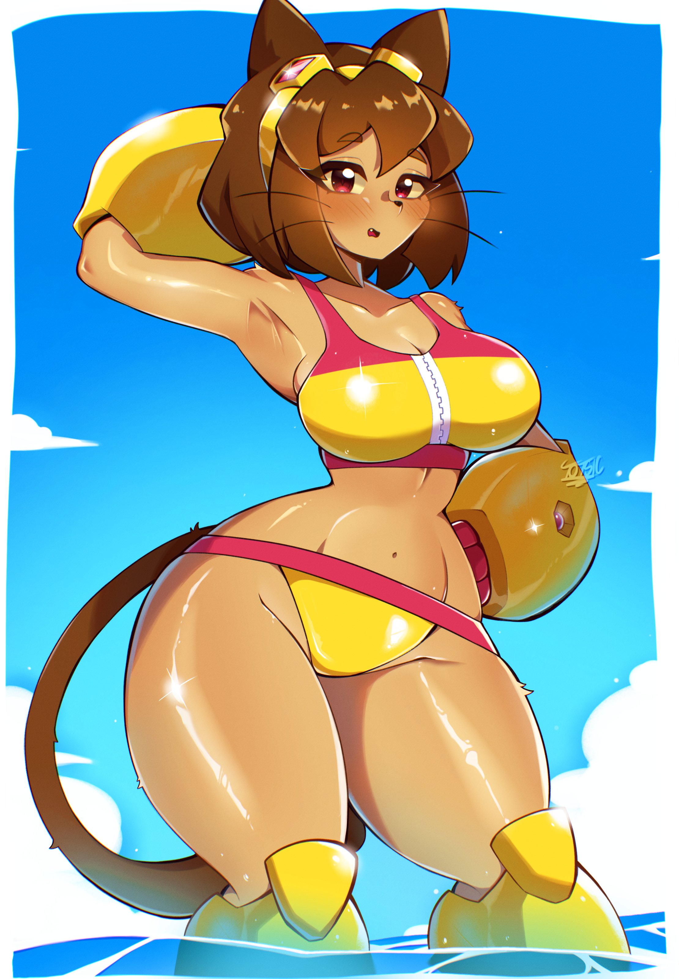 1girls, anthro, big breasts, breasts, female, female focus, female only, gameoverse, itotsic, kit (gameoverse), kit bodega, large ass, solo, thick thighs, thighs, totsic, wide hips