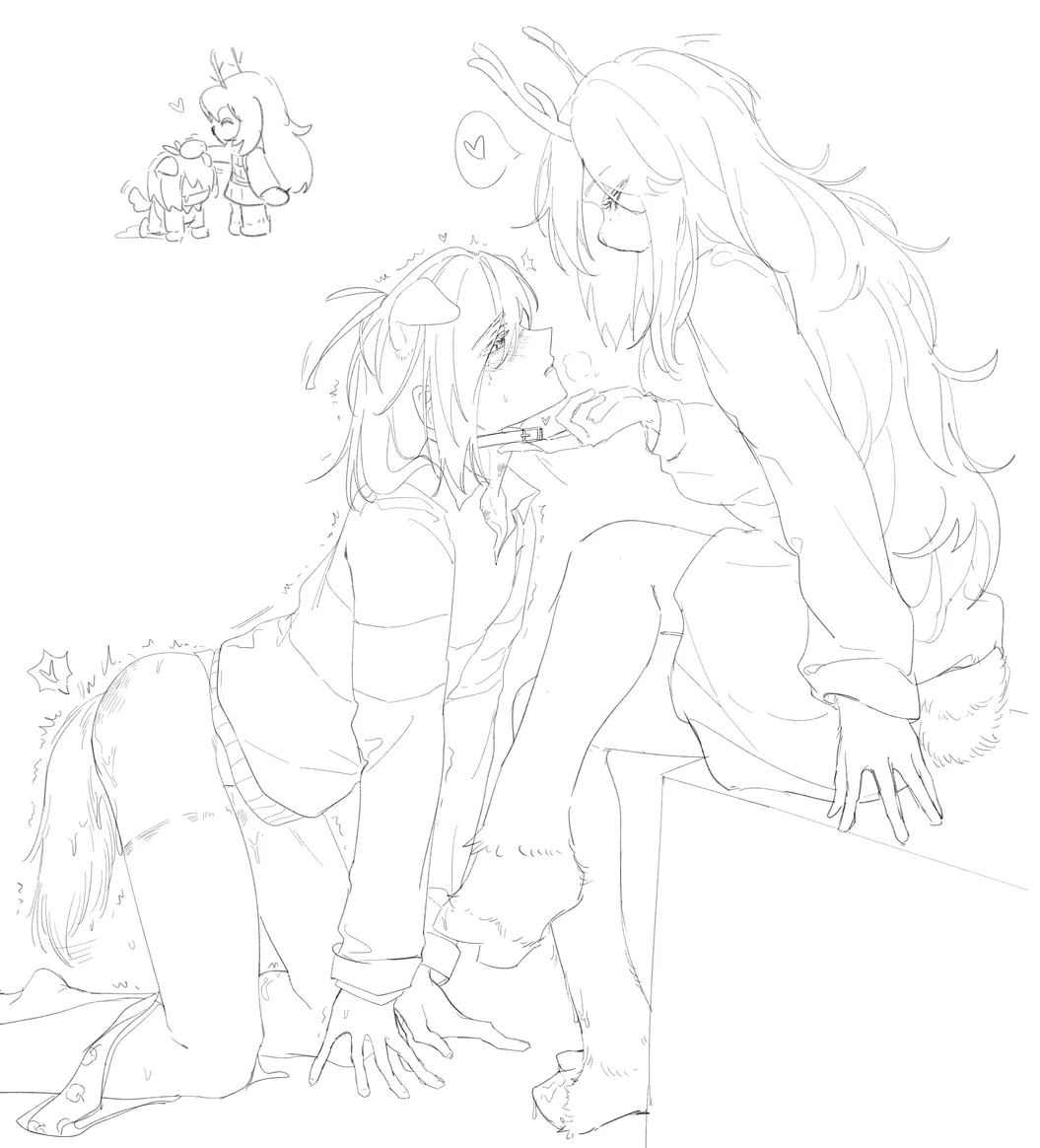 deltarune dog_collar dog_ears dog_tail femdom kris_(deltarune) leash_and_collar leash_pull noelle_holiday on_her_knees petplay plug_(sex_toy) tail_plug xiaoyixd