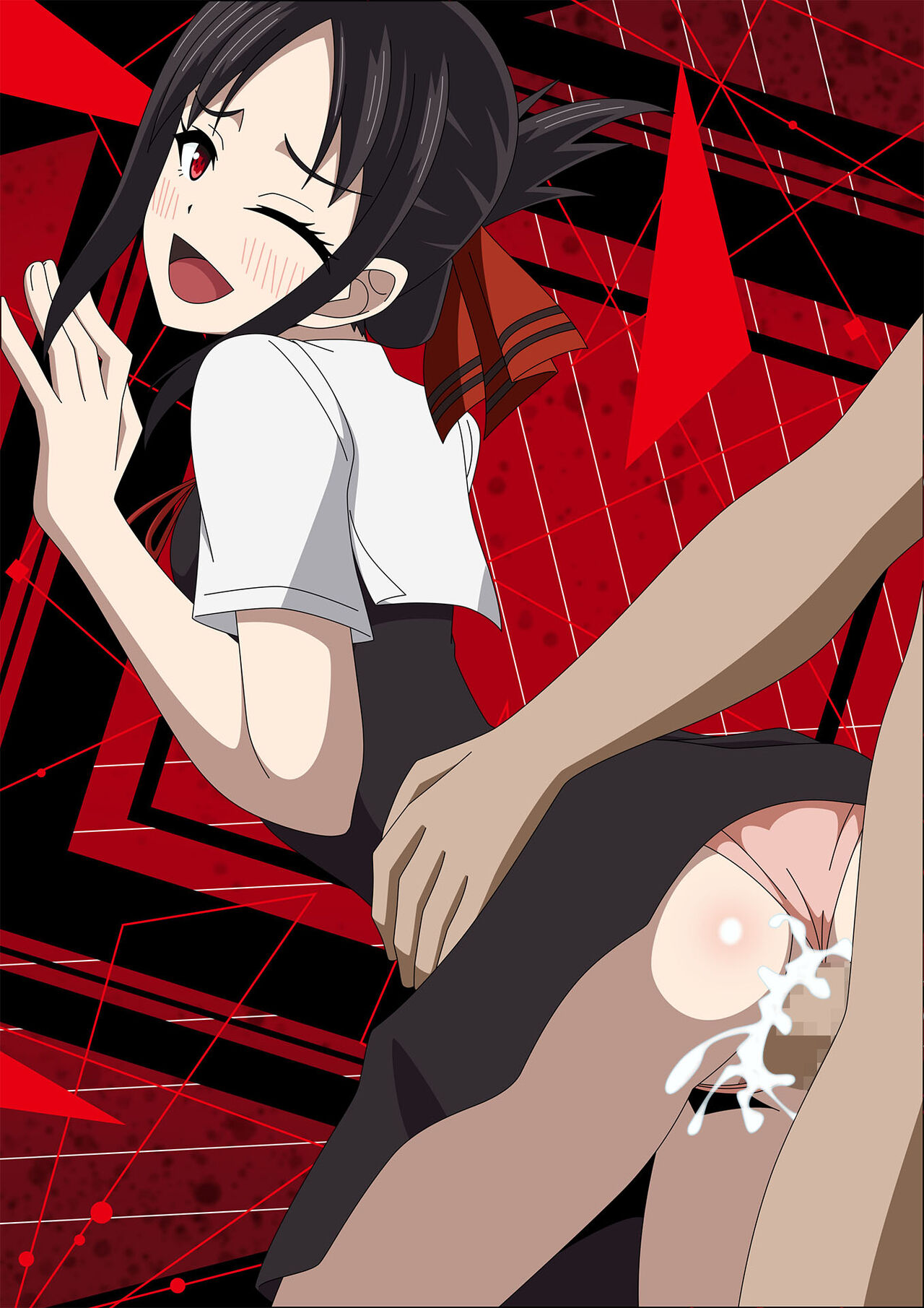 1boy, 1girls, atelier gons, big breasts, breasts, censored, cum, cum in pussy, cum inside, dark penis, dark-skinned male, female, kaguya-sama wa kokurasetai ~tensai-tachi no renai zunousen~, male, penetration, penis, pussy, sex, shinomiya kaguya