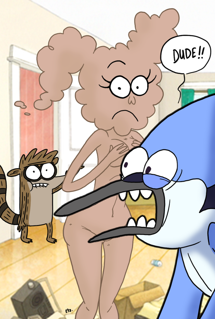 blue_jay caught_in_the_act cloud cloudy_jay covering_breasts dialogue female mammal mordecai regular_show rigby_(regular_show)