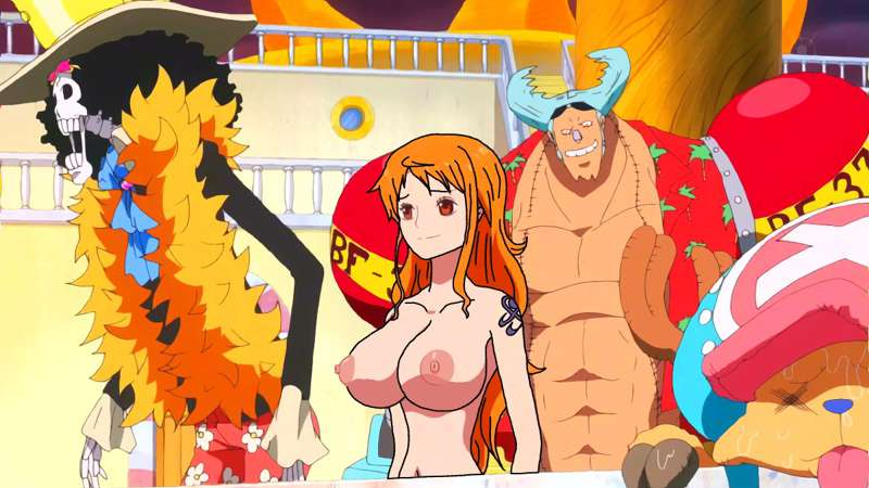 artist_request big_breasts brook_(one_piece) female franky male nami nude_filter one_piece post-timeskip tony_tony_chopper