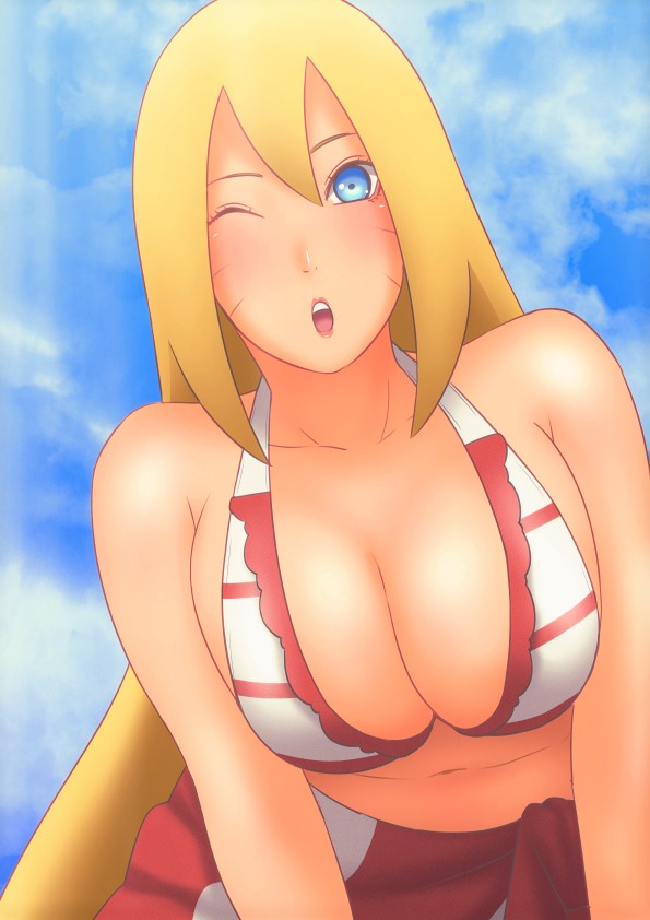 1girls bare_shoulders big_breasts bikini bikini_top blush boruko boruto:_naruto_next_generations breasts busty canon_genderswap eeshin_(eishin5584) female female_only gender_transformation genderswap_(mtf) huge_breasts long_hair looking_at_viewer midriff naruto naruto_(series) one_eye_closed rule_63 sexy_no_jutsu skirt solo solo_focus uzumaki_boruto very_long_hair wink