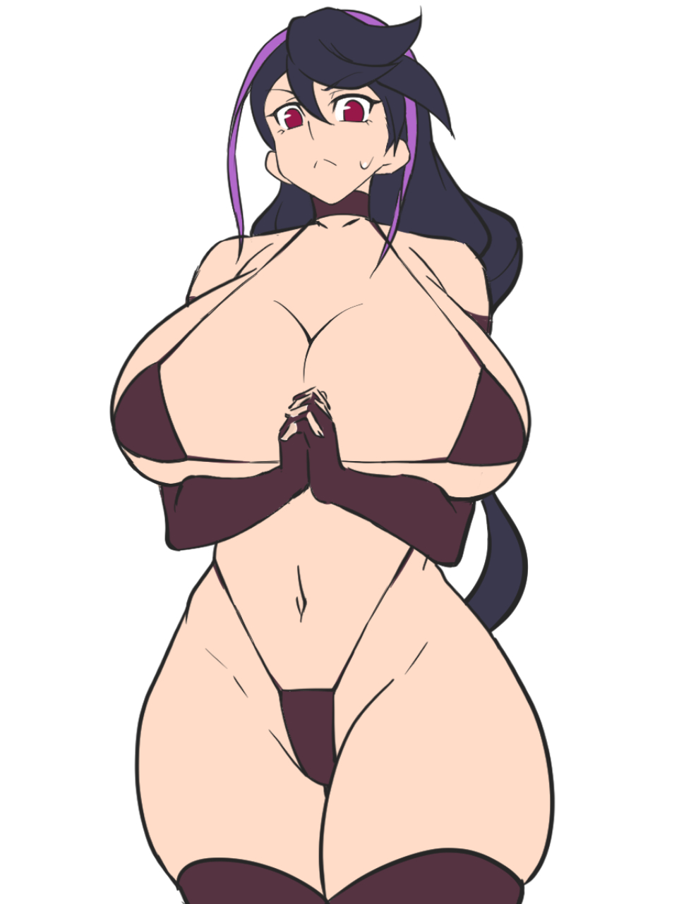 1girls alternate_breast_size black_hair bra dd_(artist) female female_only huge_breasts kurosaki_ruri looking_at_viewer lulu_obsidian micro_bikini nervous purple_hair red_eyes solo voluptuous yu-gi-oh! yu-gi-oh!_arc-v yuu-gi-ou yuu-gi-ou_arc-v