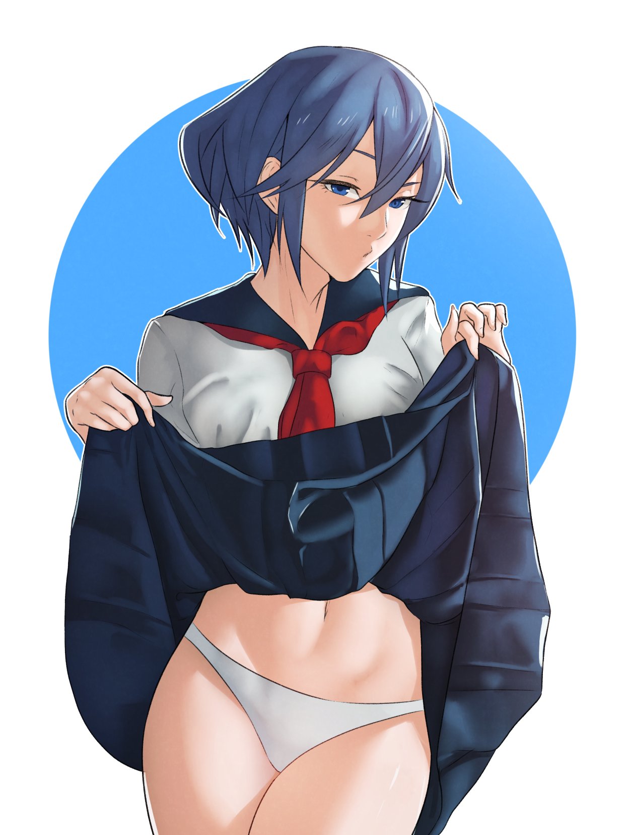 1girls :o alternate_costume alternate_hairstyle bare_midriff bare_thighs belly belly_bulge blue_eyes blue_hair breasts clothes_lift female female_only fire_emblem fire_emblem_awakening lifted_by_self looking_at_viewer lucina_(fire_emblem) marth_(fire_emblem_awakening) midriff nintendo official_alternate_costume open_mouth panties pomelomelon raised_eyebrow revealing school_uniform schoolgirl schoolgirl_uniform short_hair skirt skirt_lift small_breasts smug solo symbol-shaped_pupils thick thick_thighs thighs tummy underwear upskirt white_panties