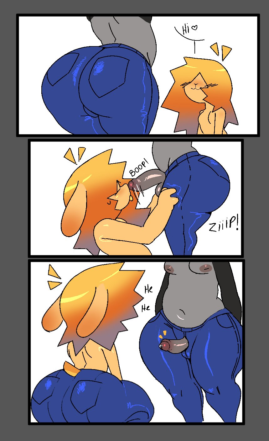 2boys 2d 2d_(artwork) androgynous anthro big_ass bunny bunny_boy bunny_ears bunny_tail chubby comic_panel denim denim_bottomwear denim_clothing denim_jeans femboy furry furry_only jans_(janslobonejo) janslobonejo jeans male male_only oc original_characters pants penis penis_kiss penis_kissing penis_out_of_fly thick_thighs tom_(isolatedartest) wide_hips