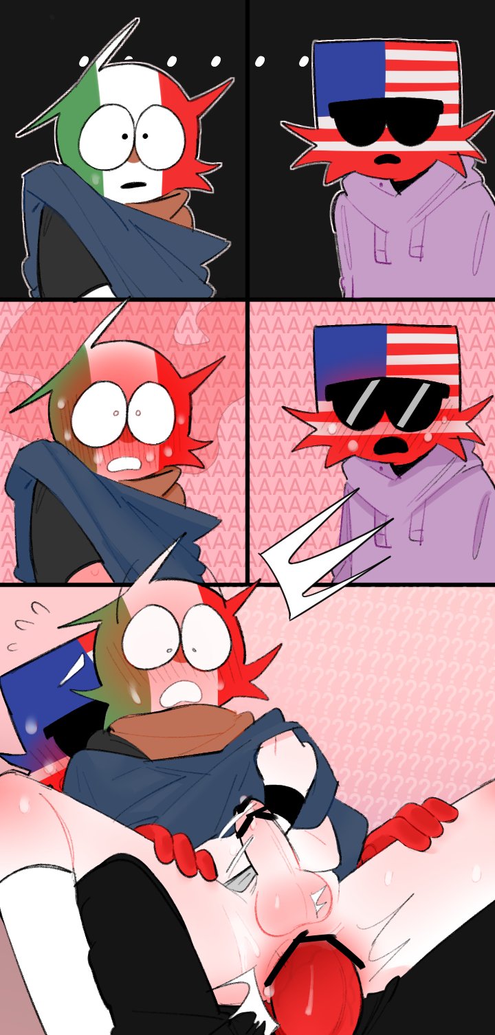 ailewzol, anal, anal penetration, anal sex, blush, blushing profusely, caught, censor bar, censored, censored penis, countryhumans, exhibitionism, gay, holding, huge cock, instant loss 2koma, male, male focus, male only, male penetrated, male penetrating, male penetrating male, male/male, mexico (countryhumans), penetration, penis, question mark, reverse cowgirl position, sex from behind, shocked, socks, stickman, sunglasses, sweat, sweatdrop, sweating, tagme, united states of america (countryhumans), wide eyed, worried, worried expression, yaoi