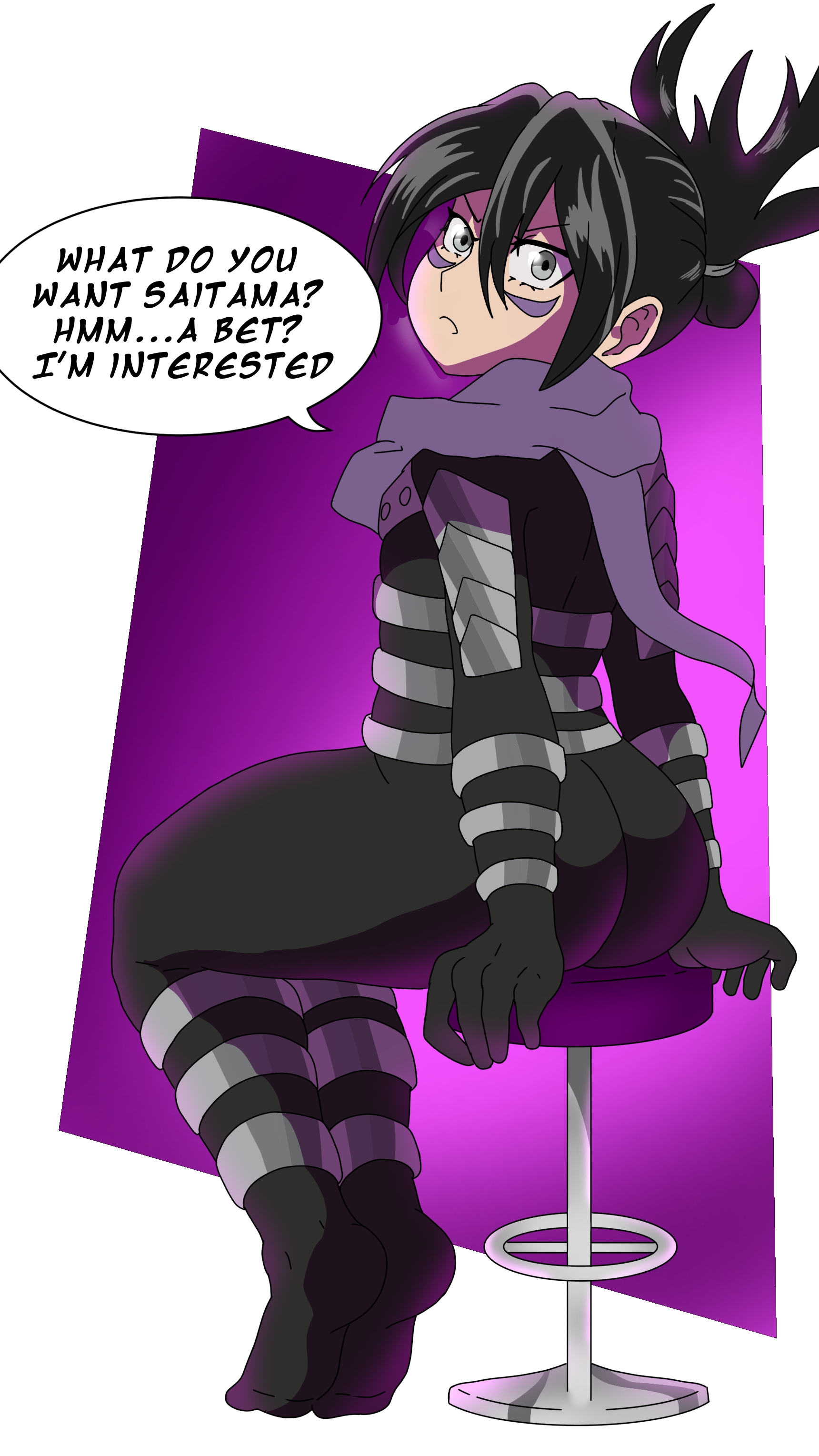 androgynous, ass, black hair, cute, femboy, frederickjdraws, grey eyes, latex, male, male only, ninja, one-punch man, saitama, sitting, speed-o'-sound sonic, thick ass, thick thighs