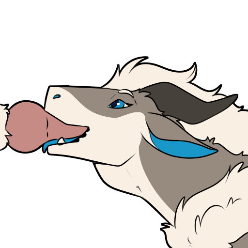 2022 blue_eyes felkin fellatio fur genitals grey_body horn male mane nebula_(wyldwulf) open_mouth oral penile penis sex symrea telegram_sticker