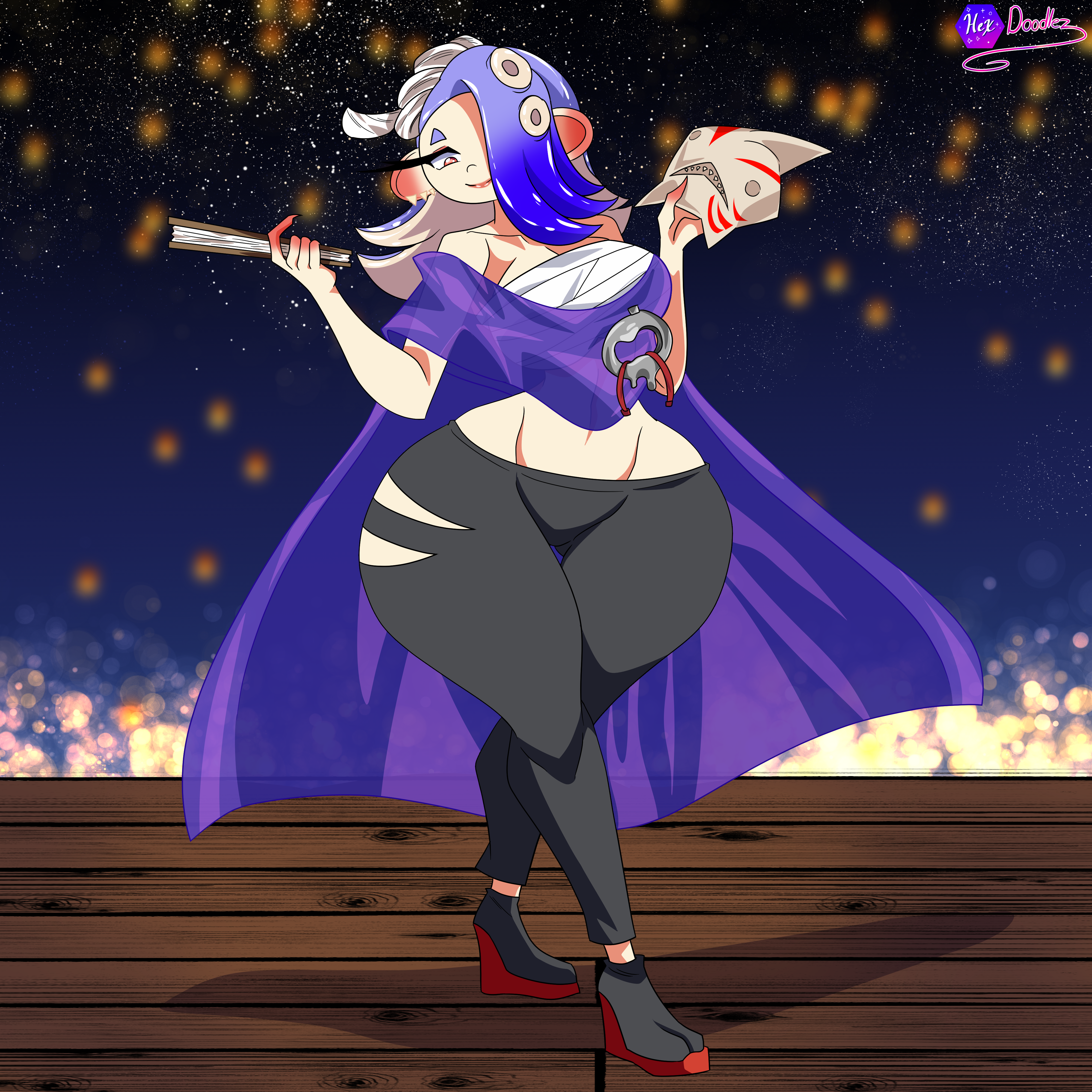1girls, 2d, clothed, clothing, deep cut (splatoon), female, female focus, female only, hexdoodz, highres, nintendo, shiver (splatoon), solo, solo female, splatoon, splatoon 3, tagme, wide hips