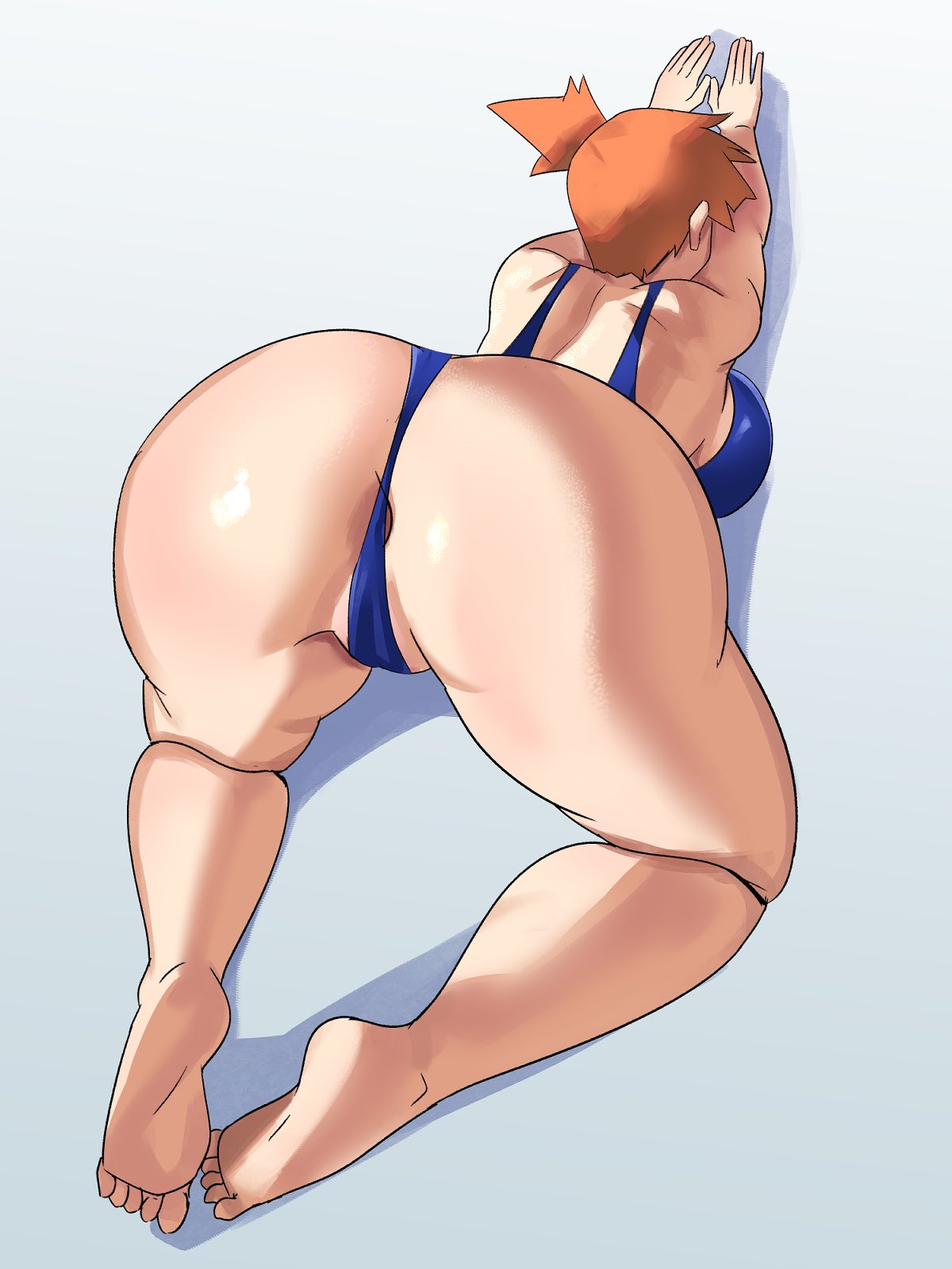 1girls 2022 alternate_breast_size anus anus_behind_thong anus_peek ass ass_focus ass_shot ass_up asshole_behind_thong back back_view bare_legs barefoot breasts bubble_butt butthole_behind_thong feet female female_only hips huge_ass huge_breasts kasumi_(pokemon) light-skinned_female light_skin misty_(pokemon) nintendo orange_hair pokemon pokemon_rgby short_hair side_ponytail simple_background slim_waist soles stretching thick_thighs thighs thong thong_bikini wide_hips ytrall