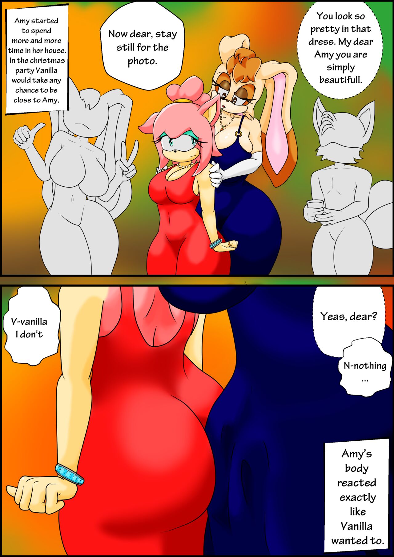 1futa, 1girls, alternate costume, amy rose, anthro, ass, big ass, big breasts, big butt, big dom small sub, big penis, breasts, bulge, cheating, clothing, comic, cucked by futa, cuckold, dress, faceless, faceless character, female, flaccid, futanari, huge ass, huge breasts, huge butt, huge cock, inmersion (artist), intersex, larger futa, manipulation, milf, netorare, ntr, older futa, penis, penis under clothes, penis under skirt, rabbit, sega, size difference, smaller female, sonic (series), vanilla the rabbit