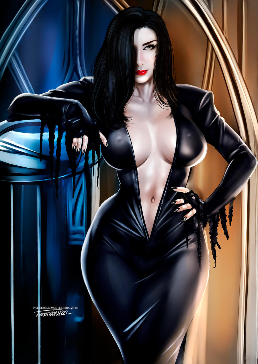 1girls artist_name black_hair cleavage clothing dark_hair female female_only goth hips human human_only killbiro legs light-skinned_female light_skin lips lipstick mature mature_female milf morticia_addams nipples no_bra pale-skinned_female pale_skin red_lips red_lipstick solo the_addams_family thick thick_legs thick_thighs thighs topless topless_female voluptuous wide_hips