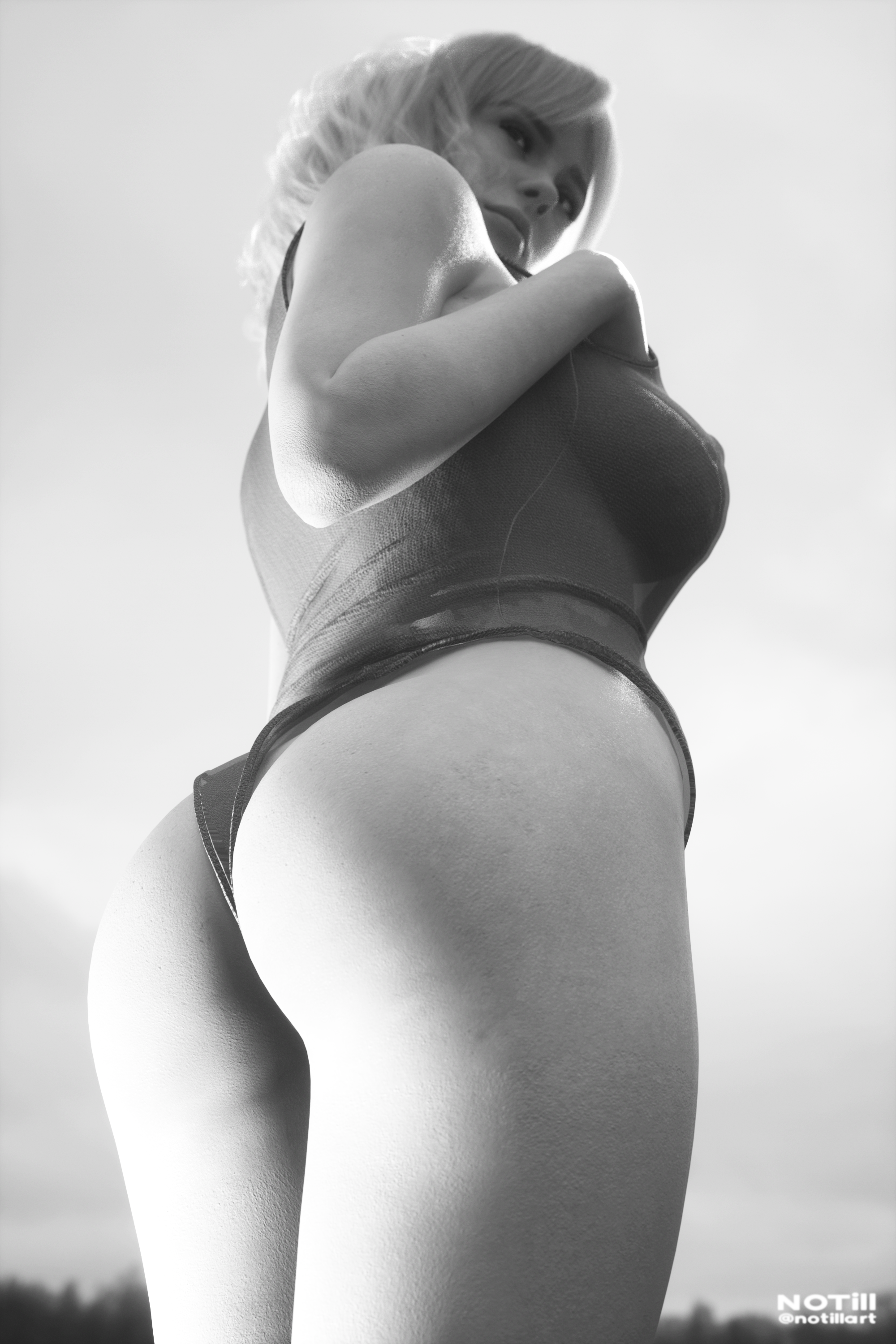 3d, big breasts, billie eilish, breasts, busty, celebrity, female, female focus, female only, hi res, hourglass figure, notill, pinup, pinup pose, pose, posing, realistic, solo, tagme, wide hips