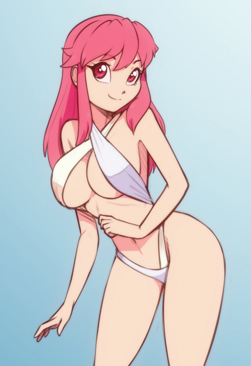 aged_up bikini female jakuzure_nonon kill_la_kill pink_eyes pink_hair scorpdk solo