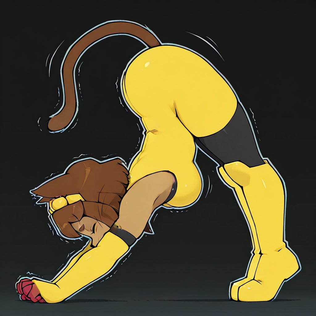ai_generated ass ass_up brown_hair cat_ears gameoverse gloves kit_(gameoverse) tail