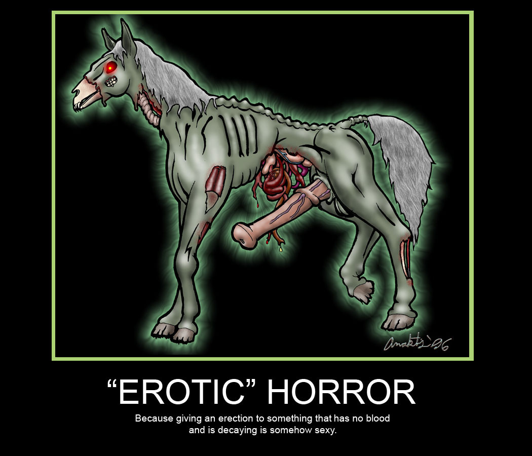 1990s 1996 1boy 20th_century 90s anaktis black_border english_text equine fur furry furry_only gore guro hooves horse horsecock male male_only motivational_poster penis solo stallion tail text undead veins veiny_penis what zombie