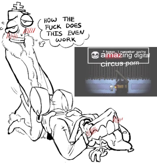 2boys, anal, blush, caine (the amazing digital circus), closed eyes, clothed, doggy style, gay, gay sex, kinger (the amazing digital circus), penetration, sketch, the amazing digital circus, yaoi