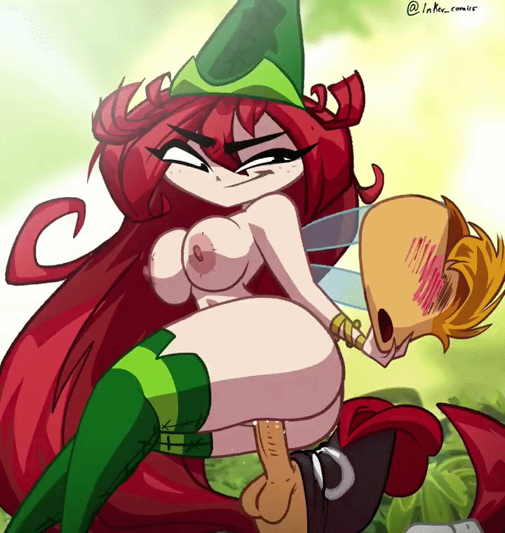 1boy, 1girls, animated, betilla (rayman), big ass, big breasts, big penis, black eyes, bottom heavy, coolerinker, curvy, female, gif, green hat, huge ass, huge thighs, incest, inker comics, inkershike, male, milf, mother and son, nymph, nymph (rayman), rayman, rayman (series), rayman origins, red hair, sex, smirk