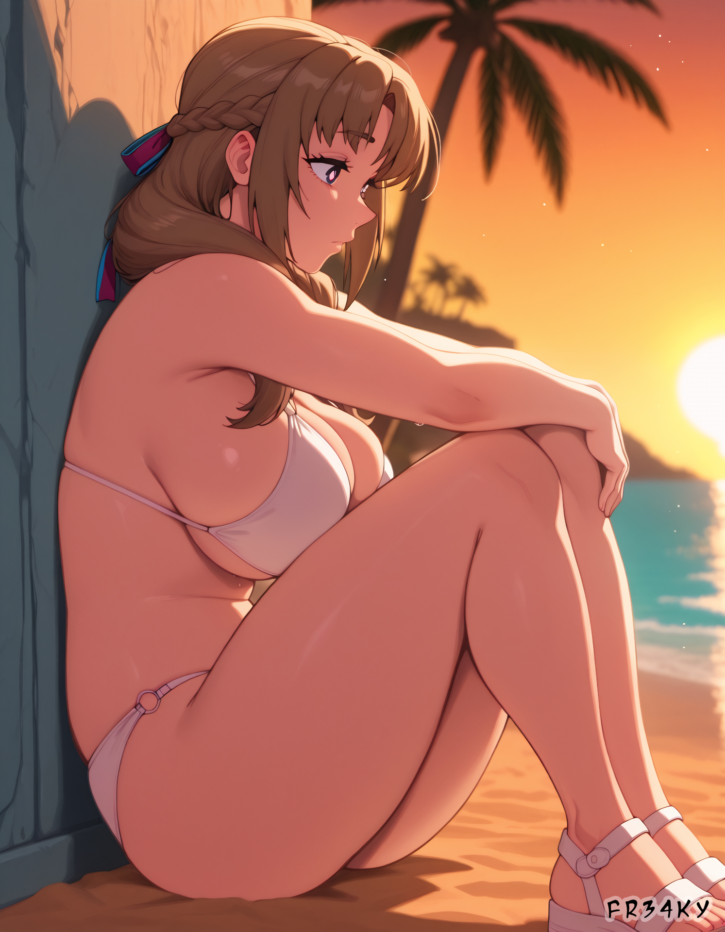 ai generated, bikini, do you love your mom and her two-hit multi-target attacks?, fr34ky, huge breasts, large breasts, mamako oosuki, mature female, milf, sagging breasts, sideboob