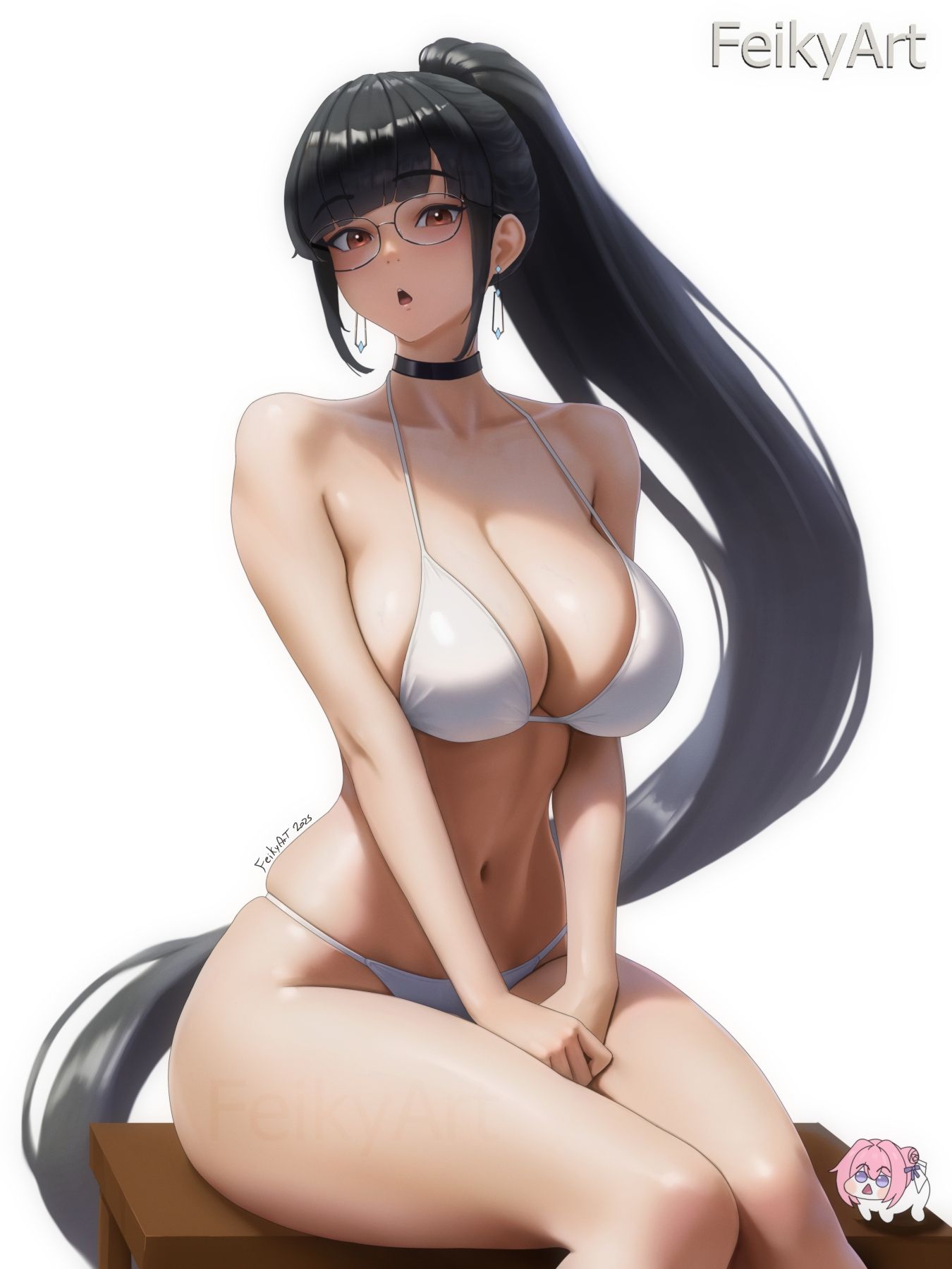 bikini, eve (stellar blade), feikyart, stellar blade, voluptuous female